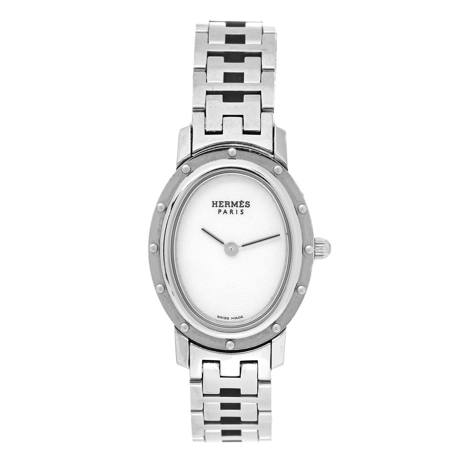 Hermes Stainless Steel 22mm Clipper Oval Quartz Watch 1 of 5