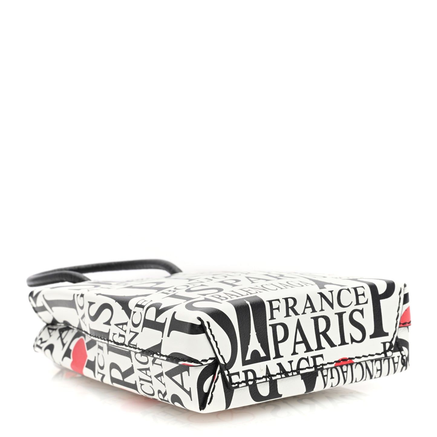 Calfskin Bonjour Paris Print Shopping Phone Holder Bag Paris Bonjour
