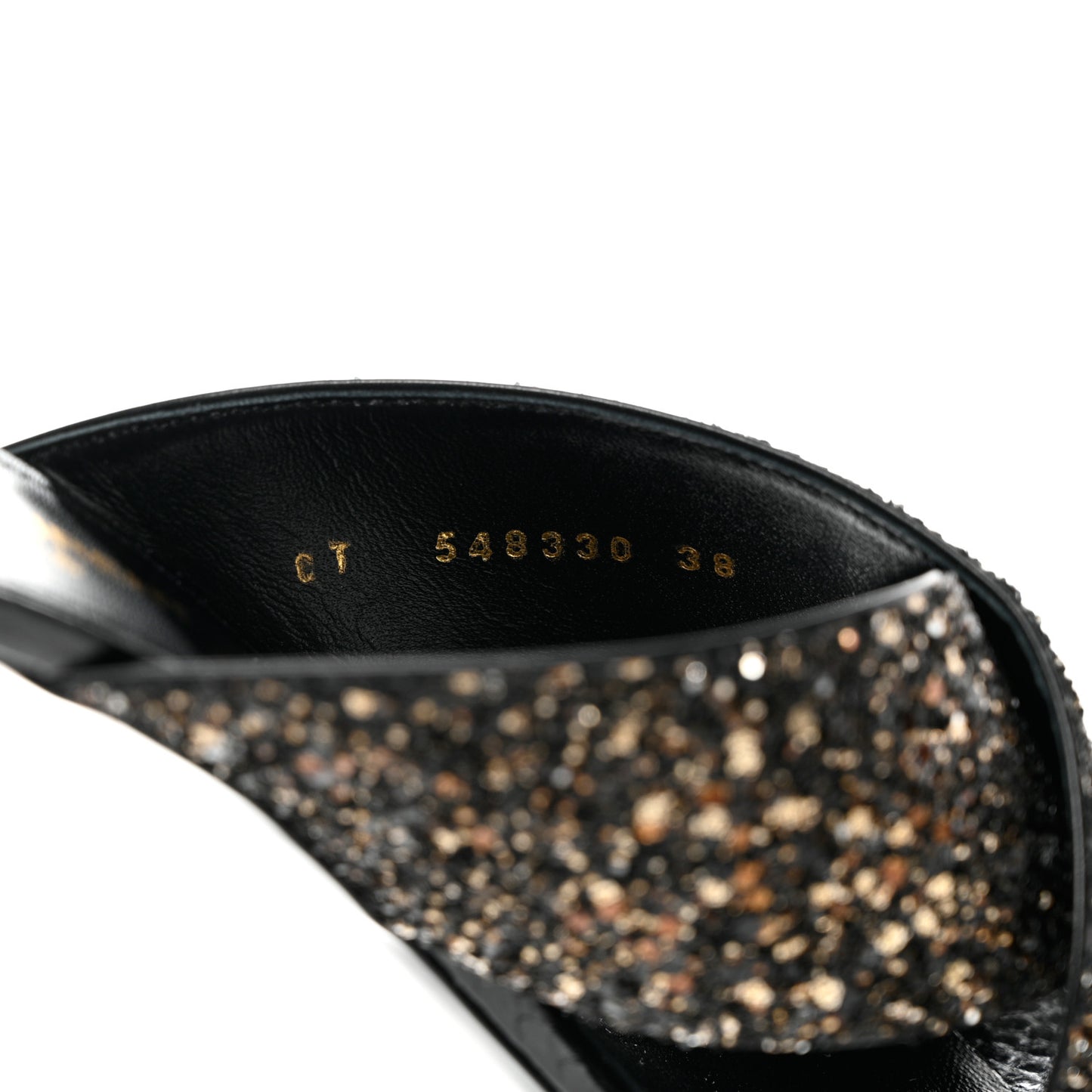 Glitter LouLou 70 Mule Sandals 38 Black Gold