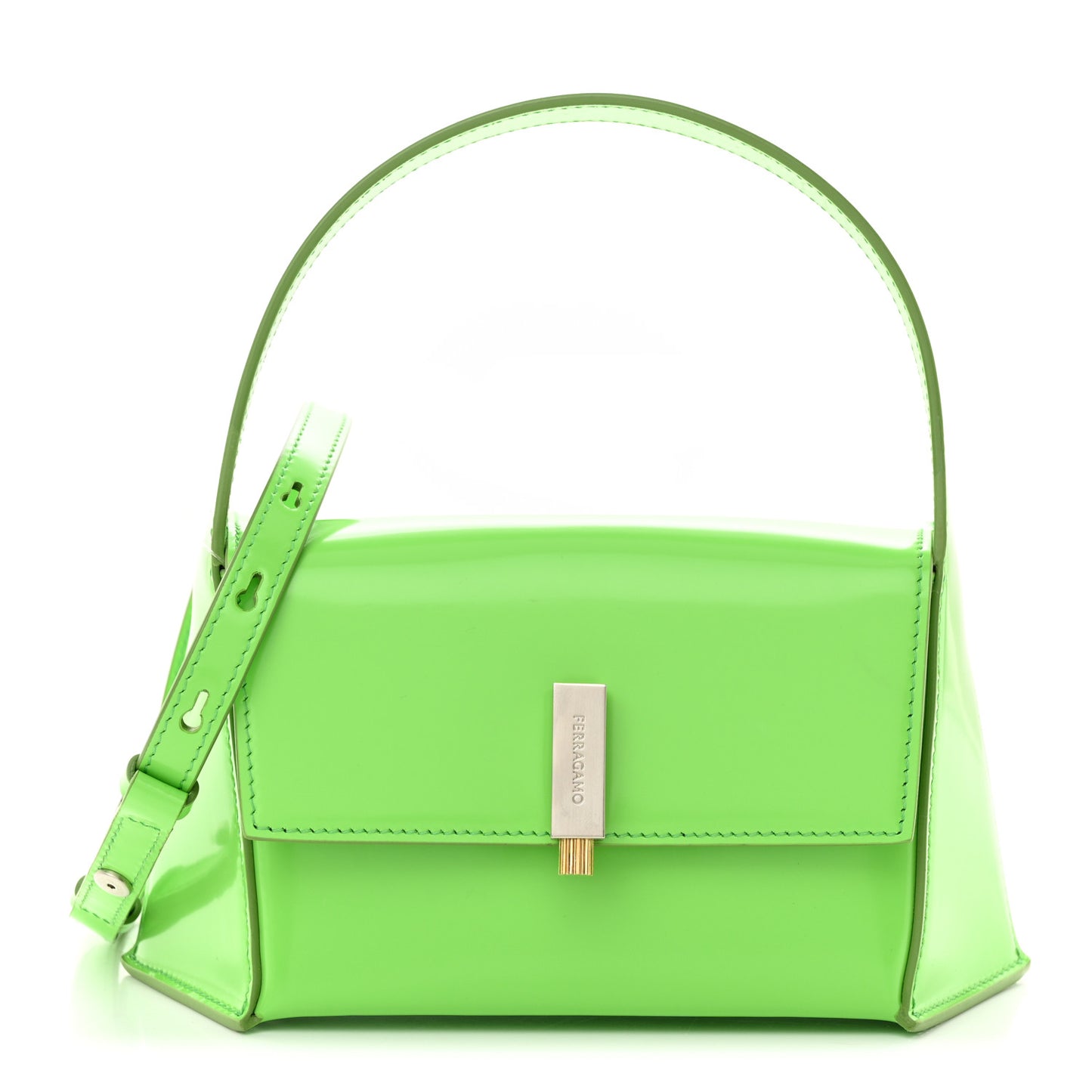 Calfskin Geometric Shoulder Bag Green