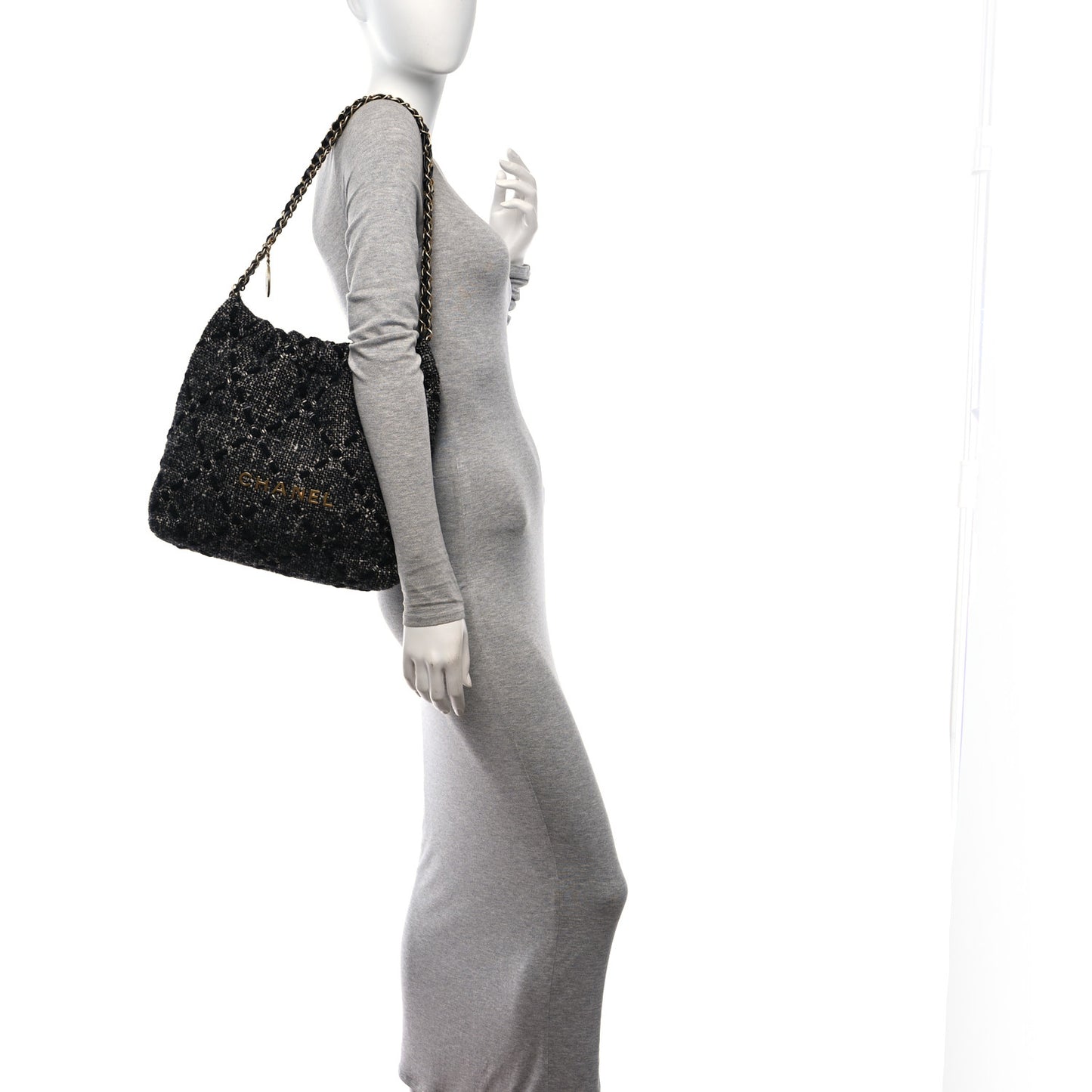 Tweed Quilted Chanel 22 Black Ecru