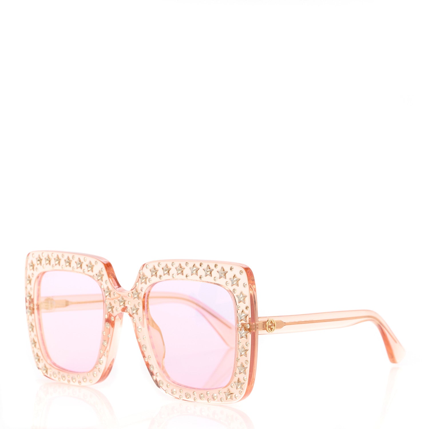 Gucci Crystal Square Frame Sunglasses GG0148S Pink 1 of 8