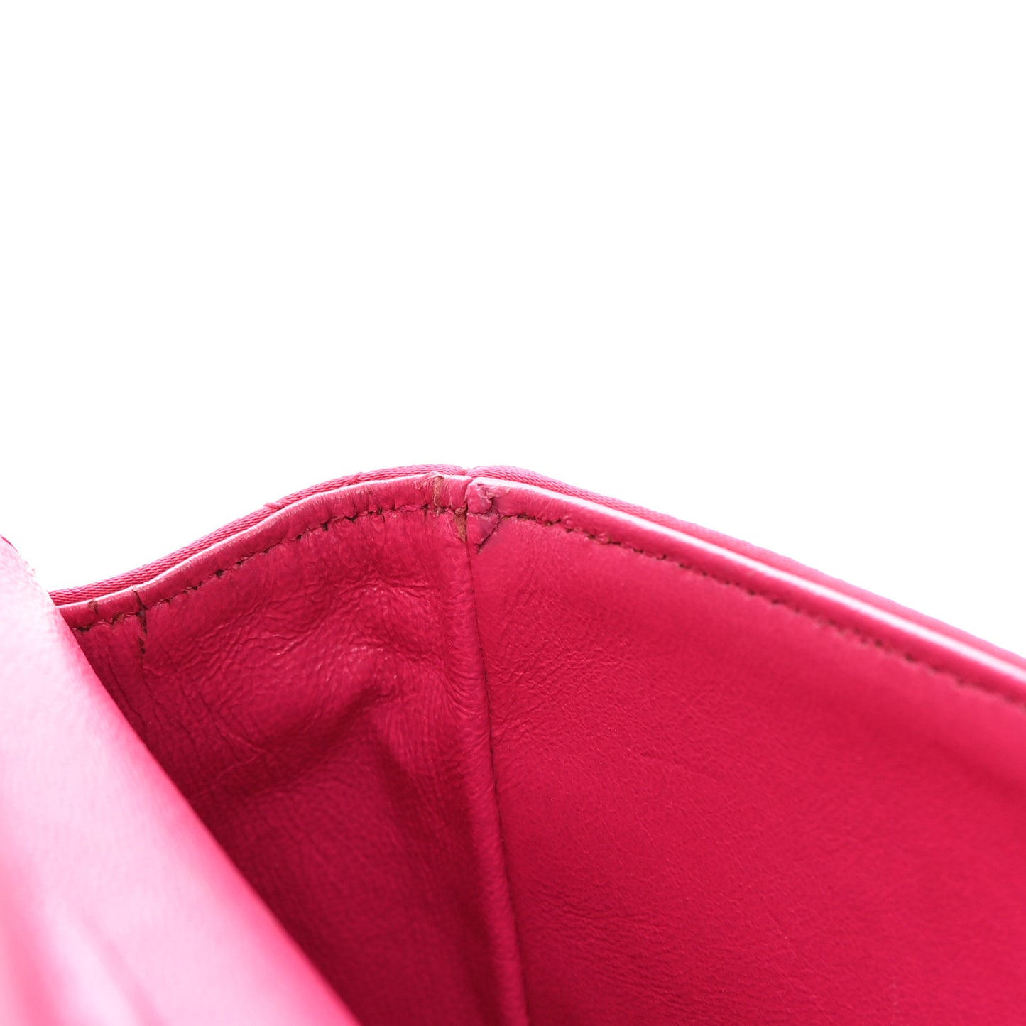 Satin Quilted Medium Double Flap Fuchsia