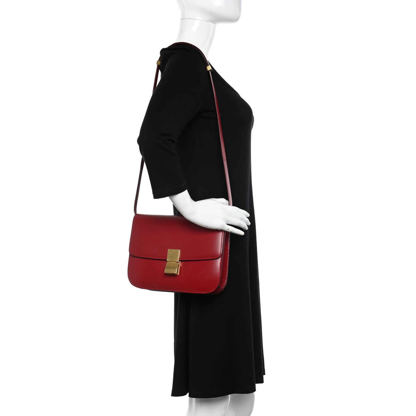 Box Calfskin Medium Classic Box Flap Bag Red