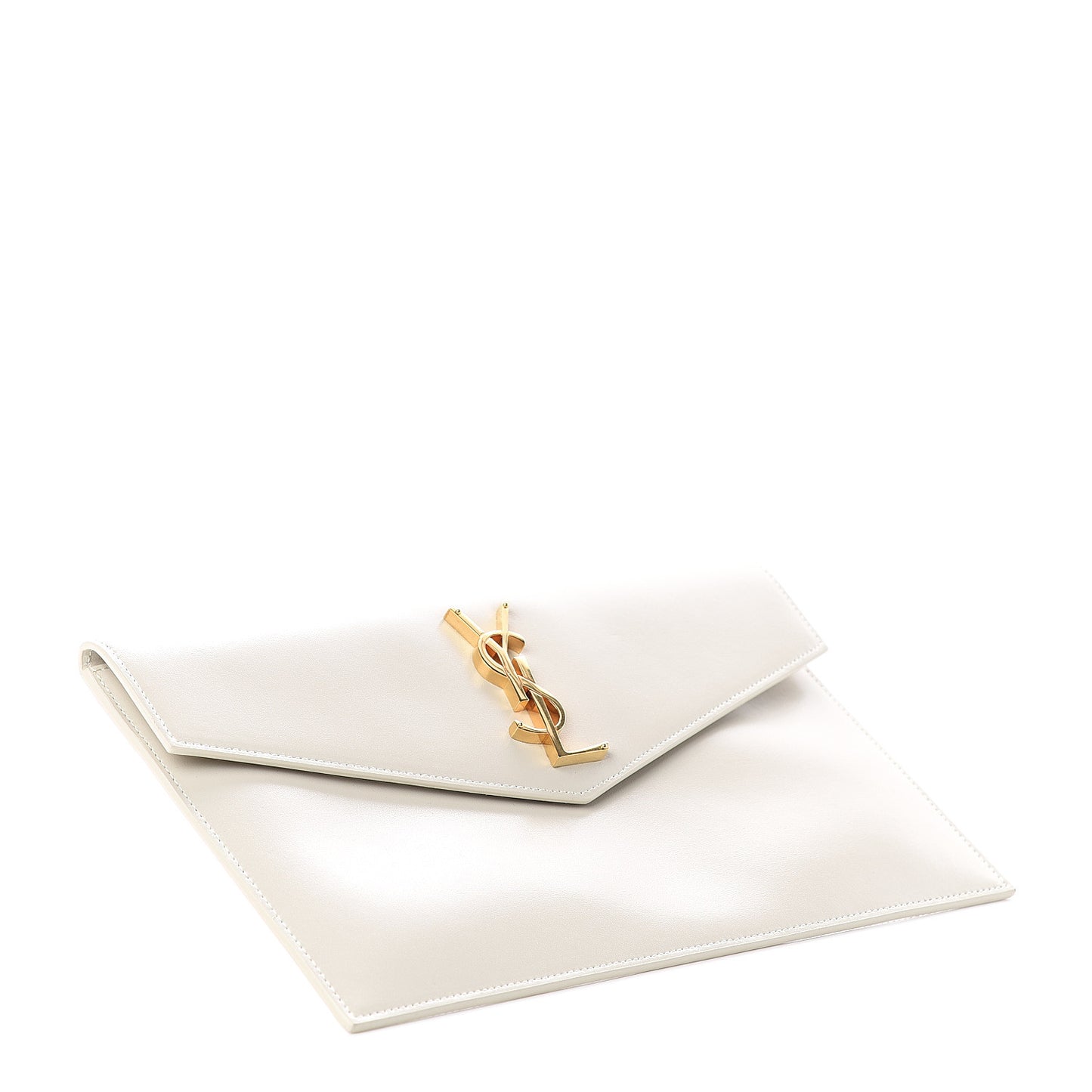 Smooth Shiny Calfskin Uptown Pouch Crema Soft