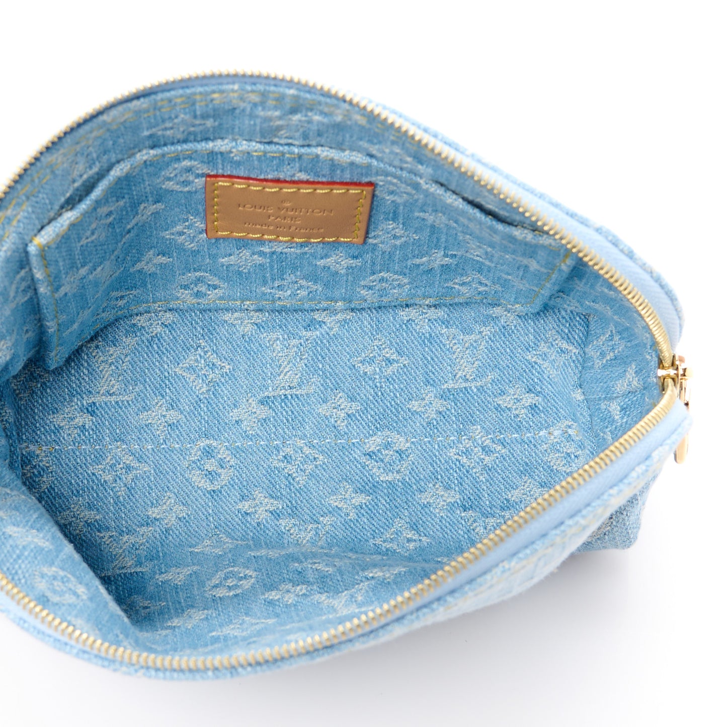 LOUIS VUITTON Denim Monogram Pochette Cosmetique PM Sky Blue