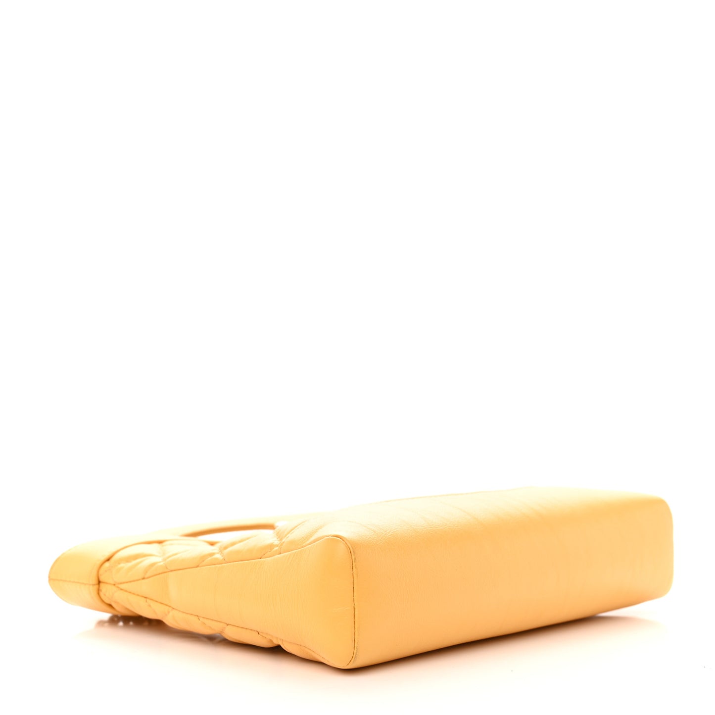 Shiny Crumpled Calfskin Quilted Mini 31 Shopping Bag Yellow