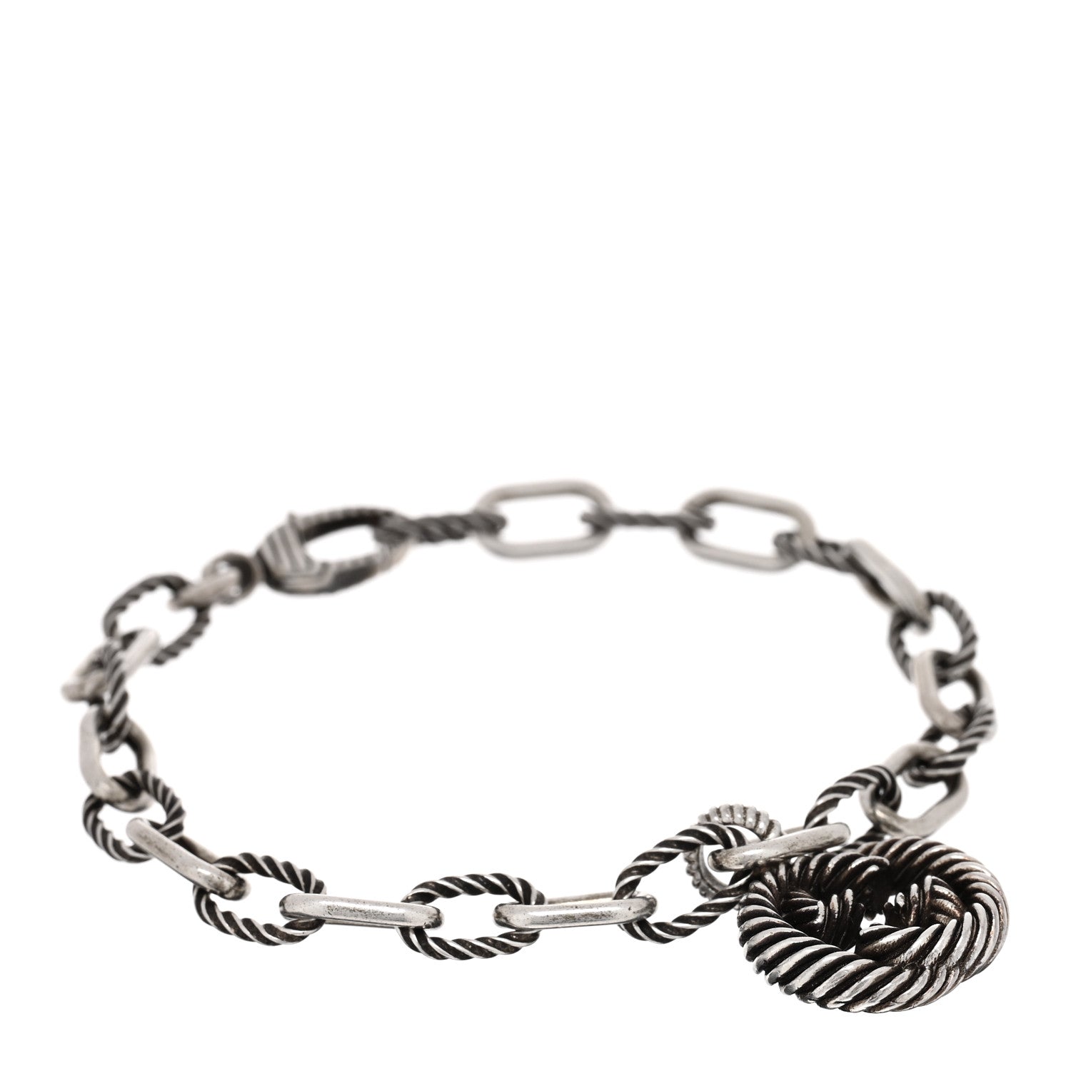 Gucci Sterling Silver Interlocking G Charm Bracelet 1864494