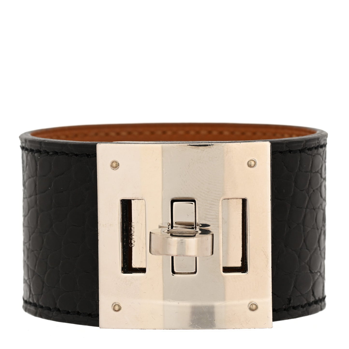 Shiny Alligator Kelly Dog Bracelet S Black