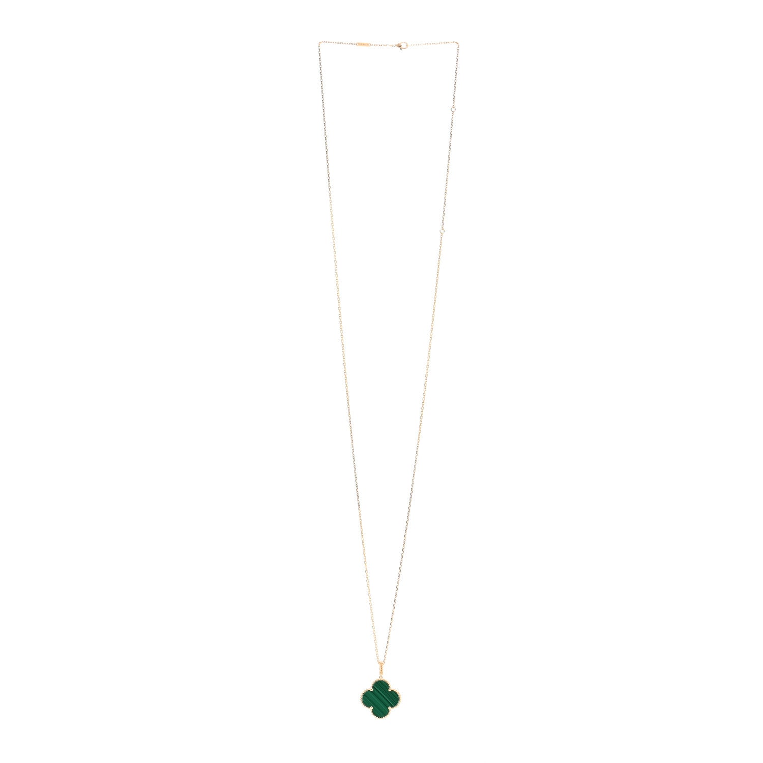 Van Cleef & Arpels 18K Yellow Gold Malachite Magic Alhambra Pendant Necklace 3 of 6