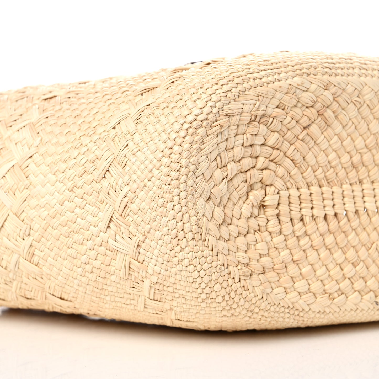 Iraca Palm Calfskin Anagram Basket Bag Natural Tan