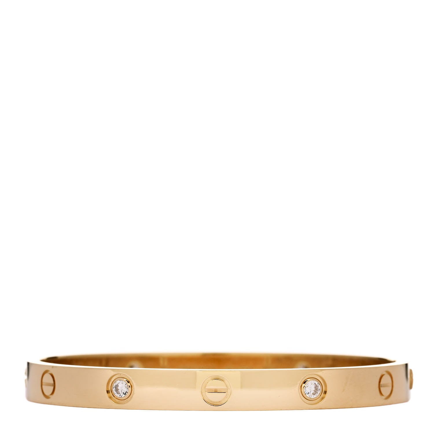 Cartier 18K Yellow Gold 4 Diamond LOVE Bracelet 17 1 of 6