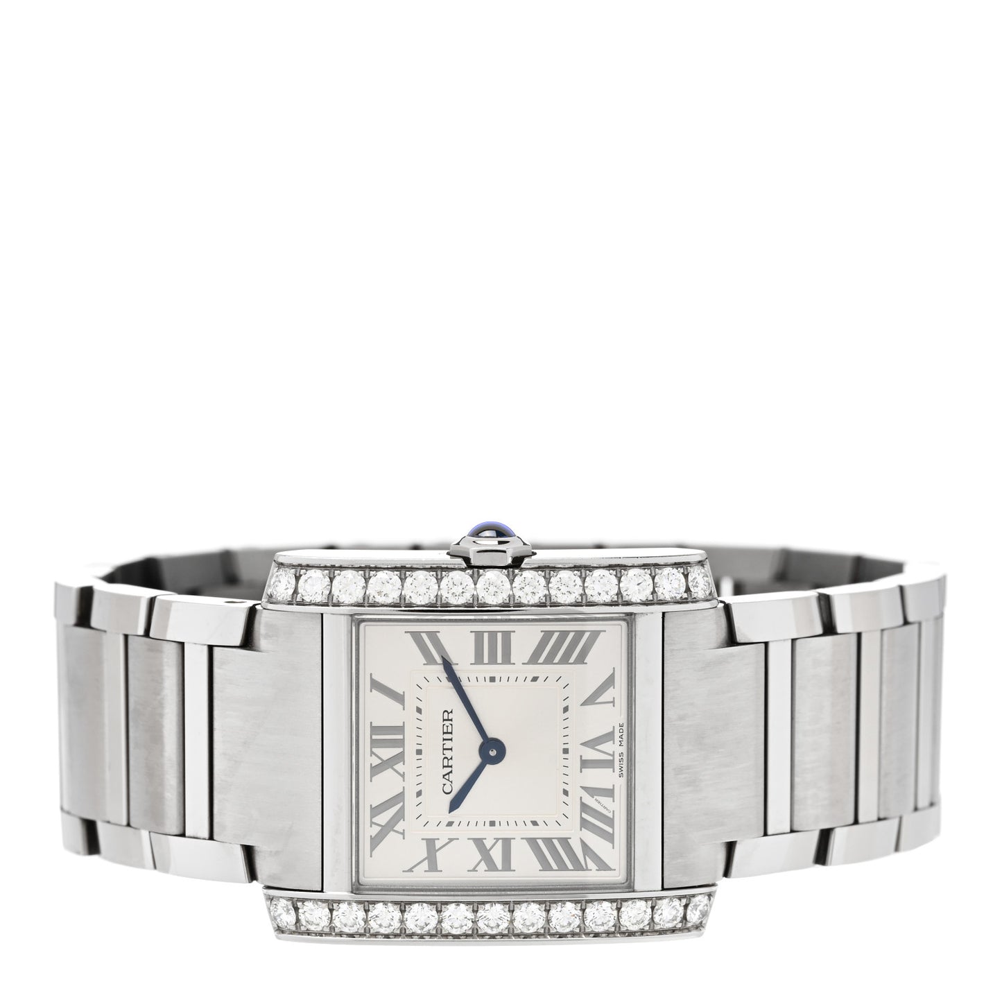 Stainless Steel Diamond Bezel 28mm Tank Francaise Quartz Watch