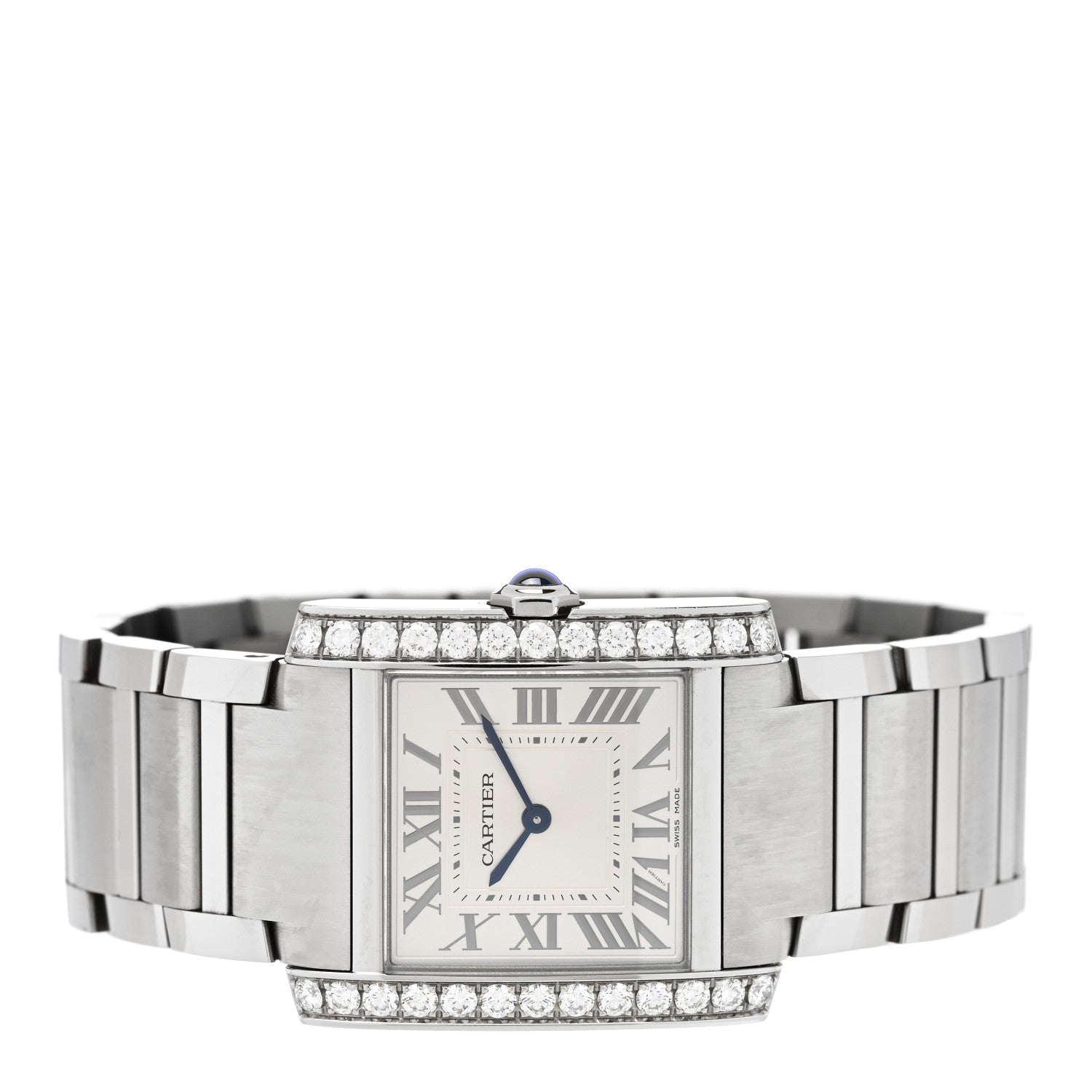 Cartier Stainless Steel Diamond Bezel 28mm Tank Francaise Quartz Watch 2 of 5