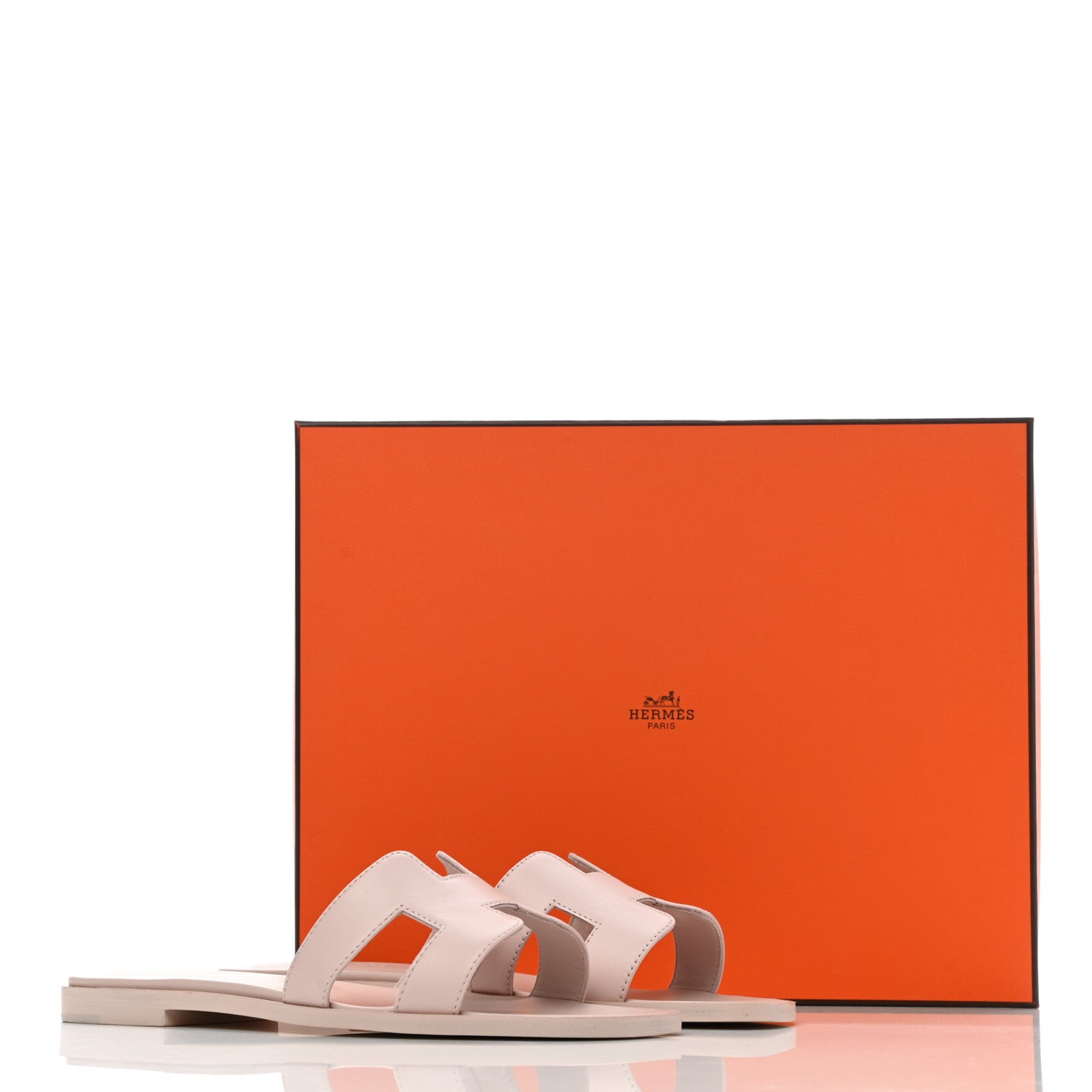 Hermes Box Calfskin Oran Sandals 36.5 Rose Pale 9 of 9