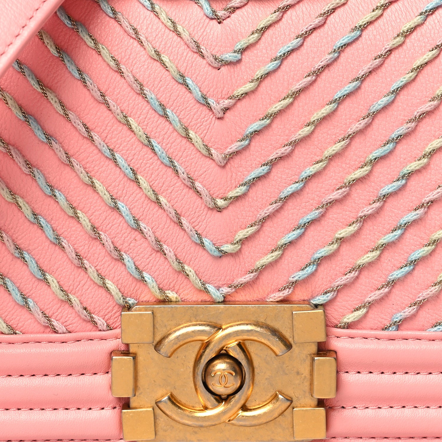 Chanel Calfskin Chevron Embroidered Small Boy By The Sea Flap Pink 8 of 11