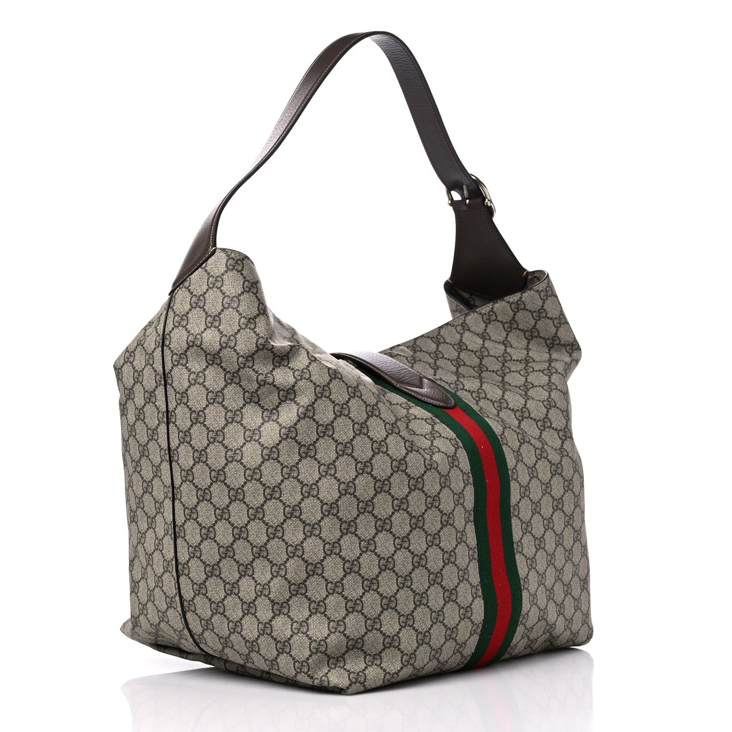 Tender GG Supreme Monogram Textured Dollar Calfskin Web Medium Jackie 1961 Crossbody Bag Beige Ebony New Acero