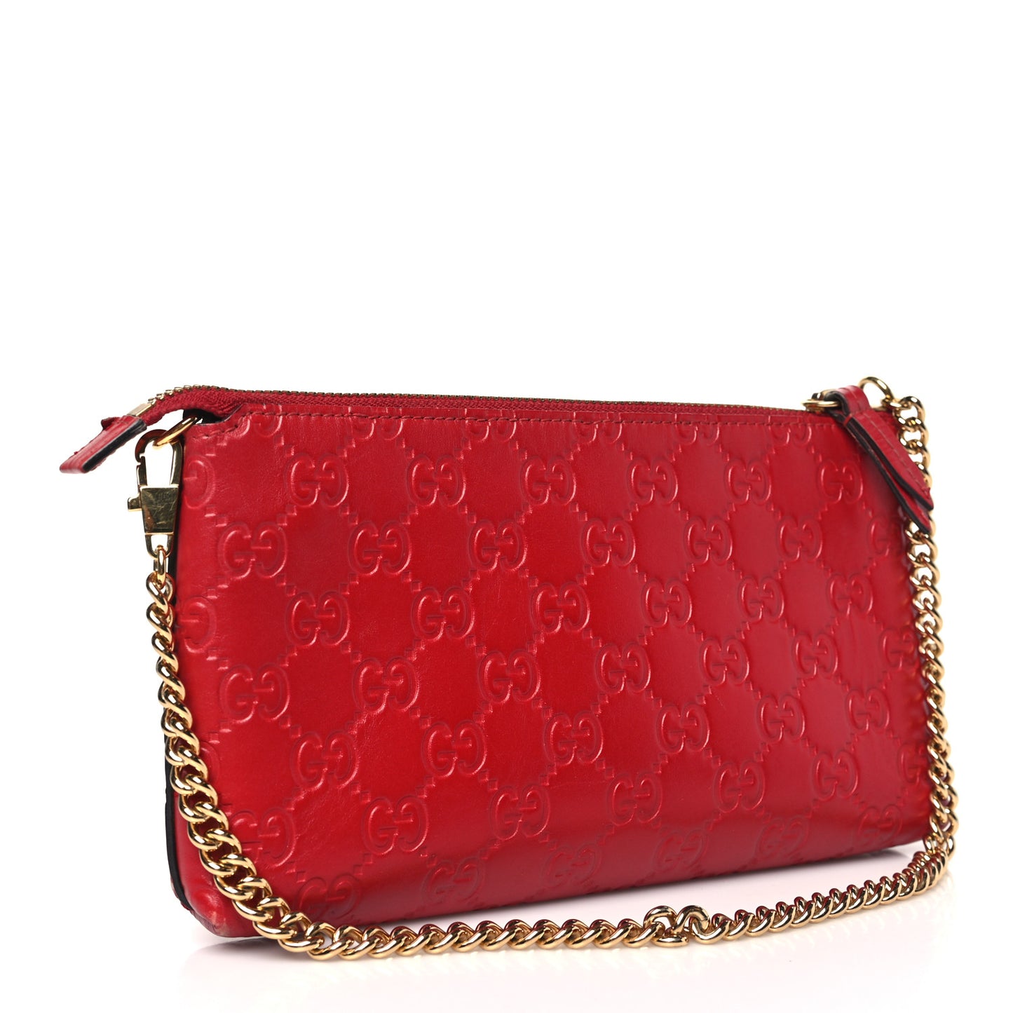 Guccissima Signature Wrist Wallet Hibiscus Red