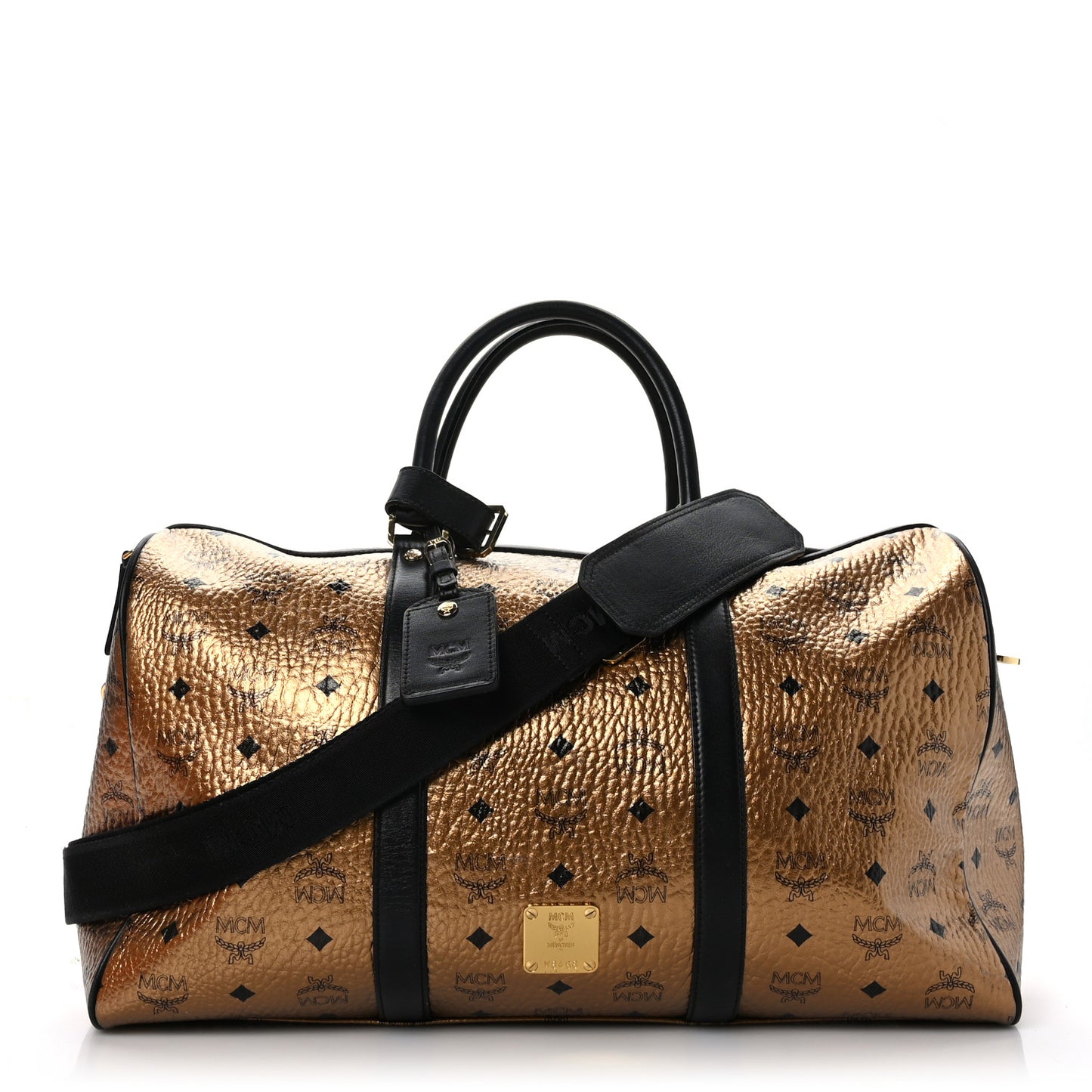Metallic Visetos Traveler Weekender Duffle Bag Gold