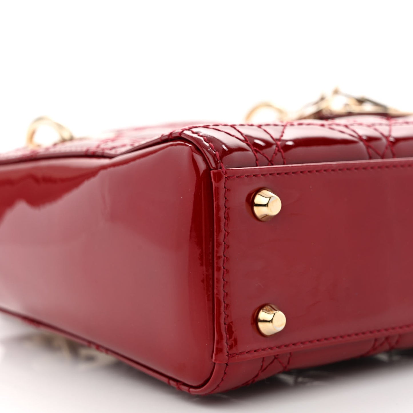 Patent Cannage Mini Lady Dior Red