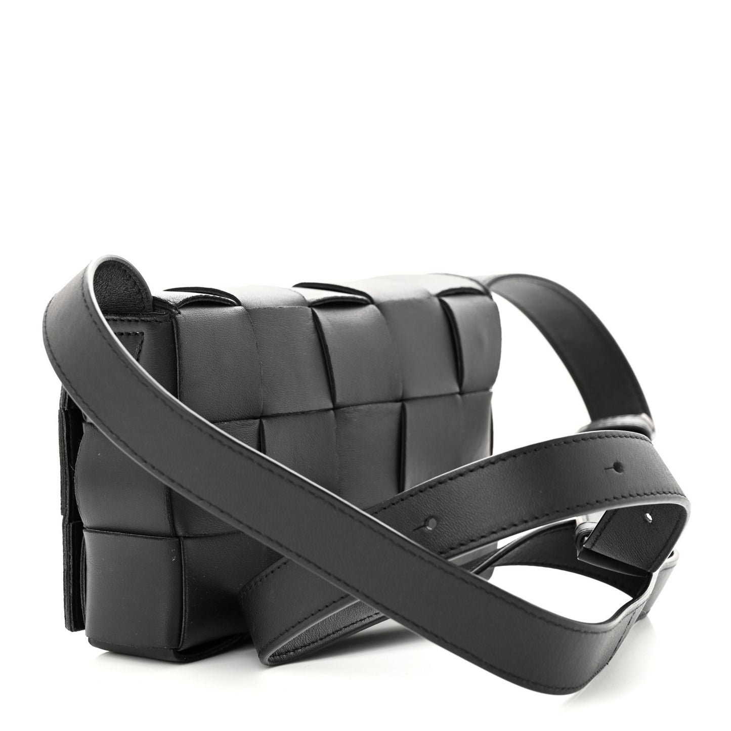 Lambskin Maxi Intreccio Small Cassette Crossbody Bag Black