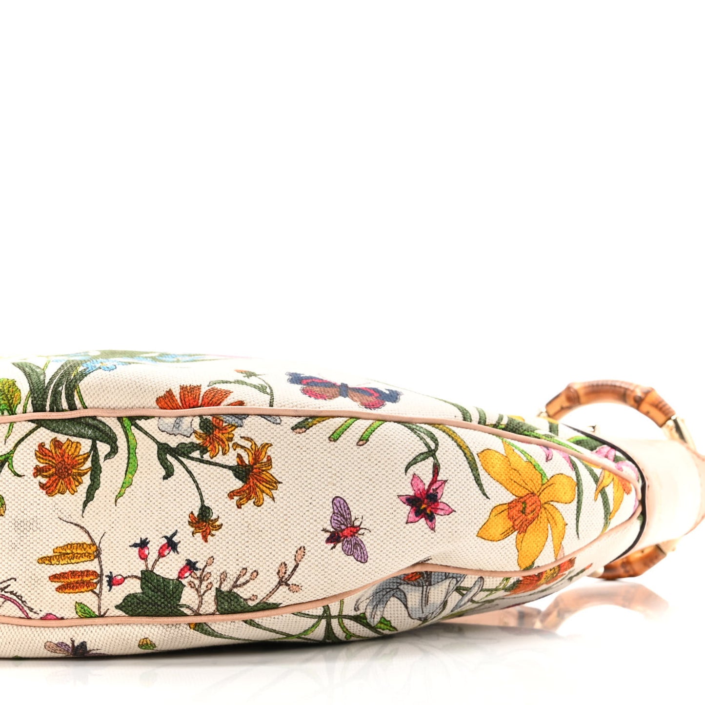 Canvas Floral Flora Bamboo Ring Hobo White