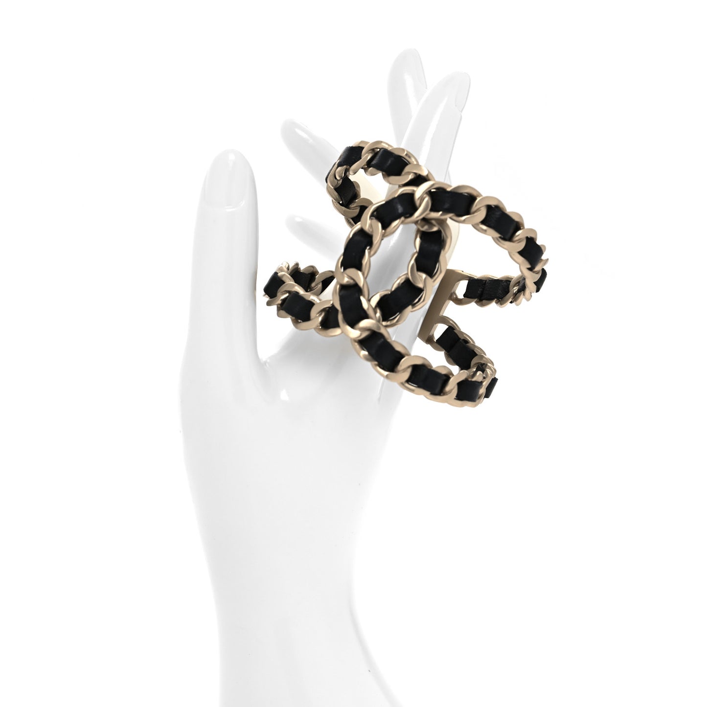 Lambskin Chain CC Cuff Black Gold