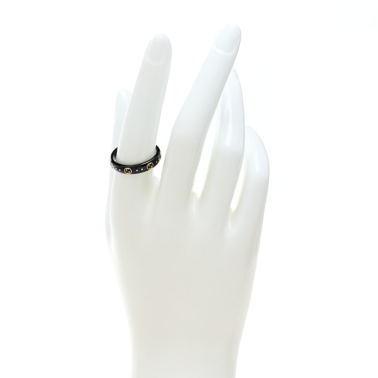 18K Yellow Gold Synthetic Corundum Icon Ring 57 8 Black