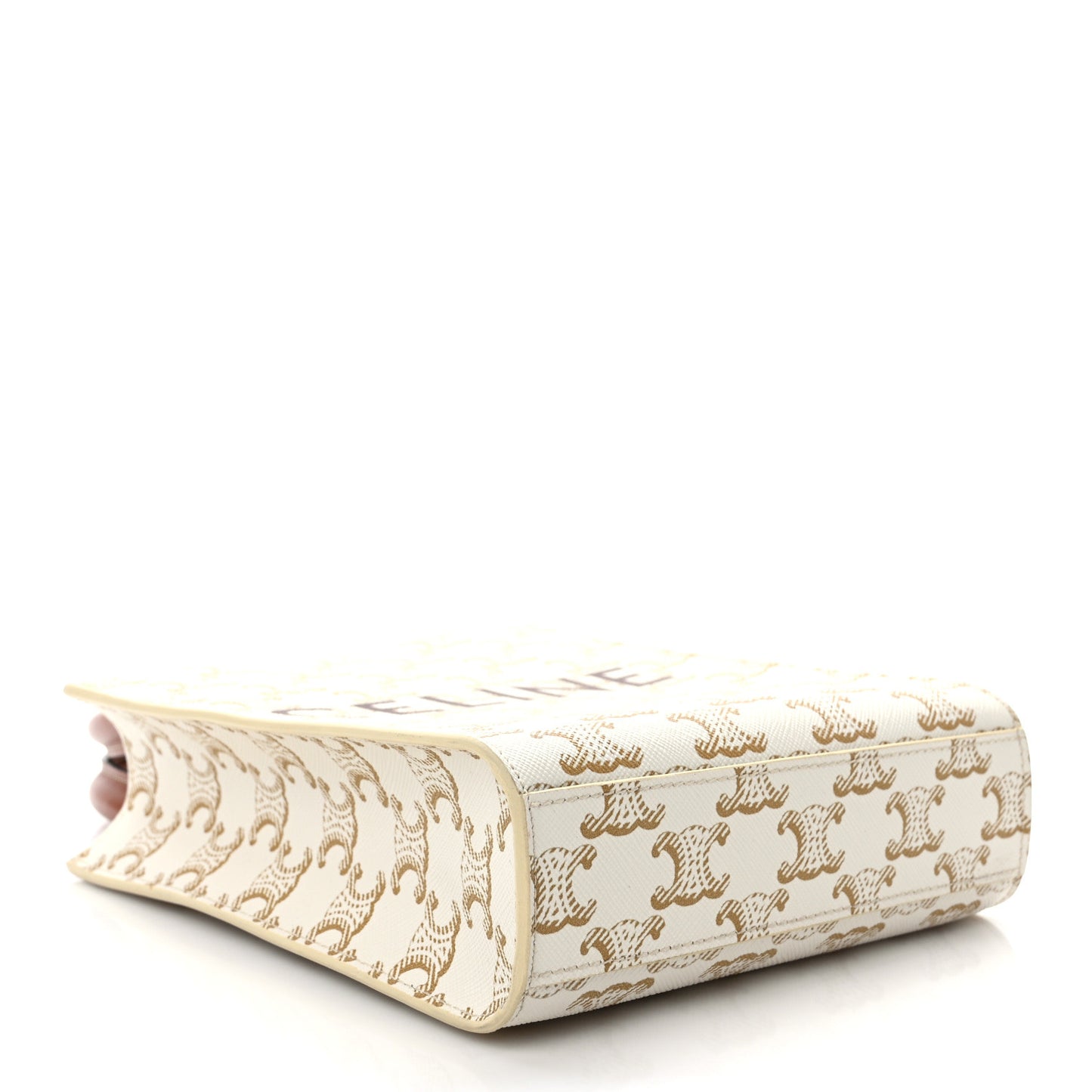 Triomphe Canvas Calfskin Mini Vertical Cabas White
