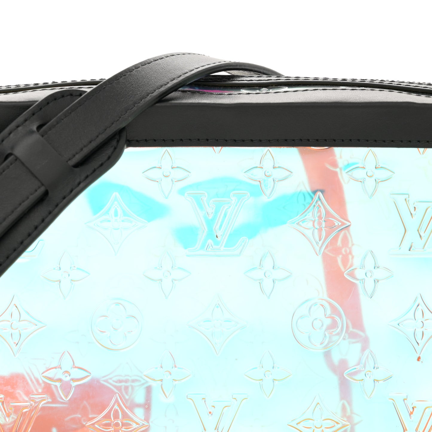 Calfskin PVC Monogram Solar Ray Soft Trunk Iridescent Prism Black