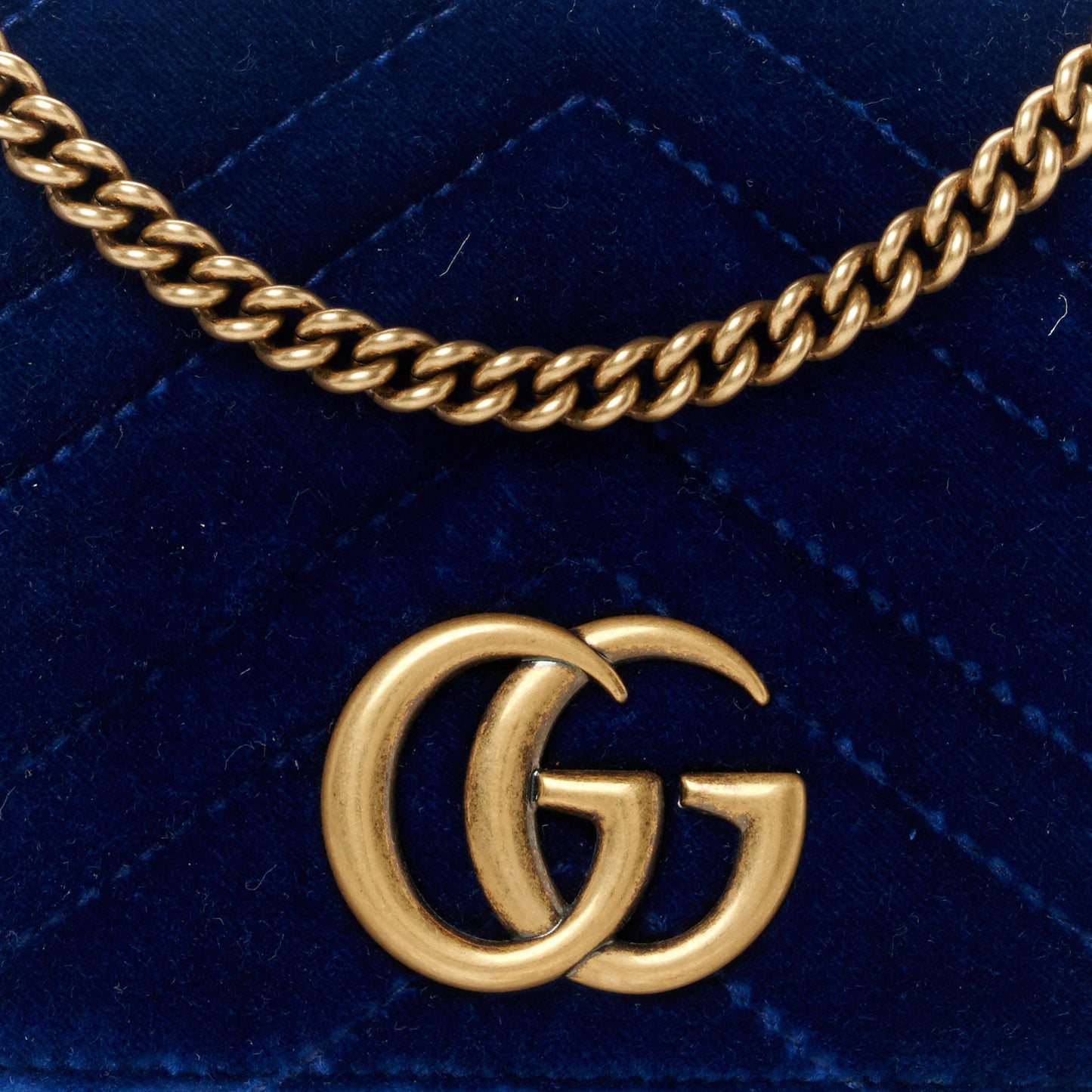 Velvet Matelasse GG Marmont Mini Bag Cobalt Blue