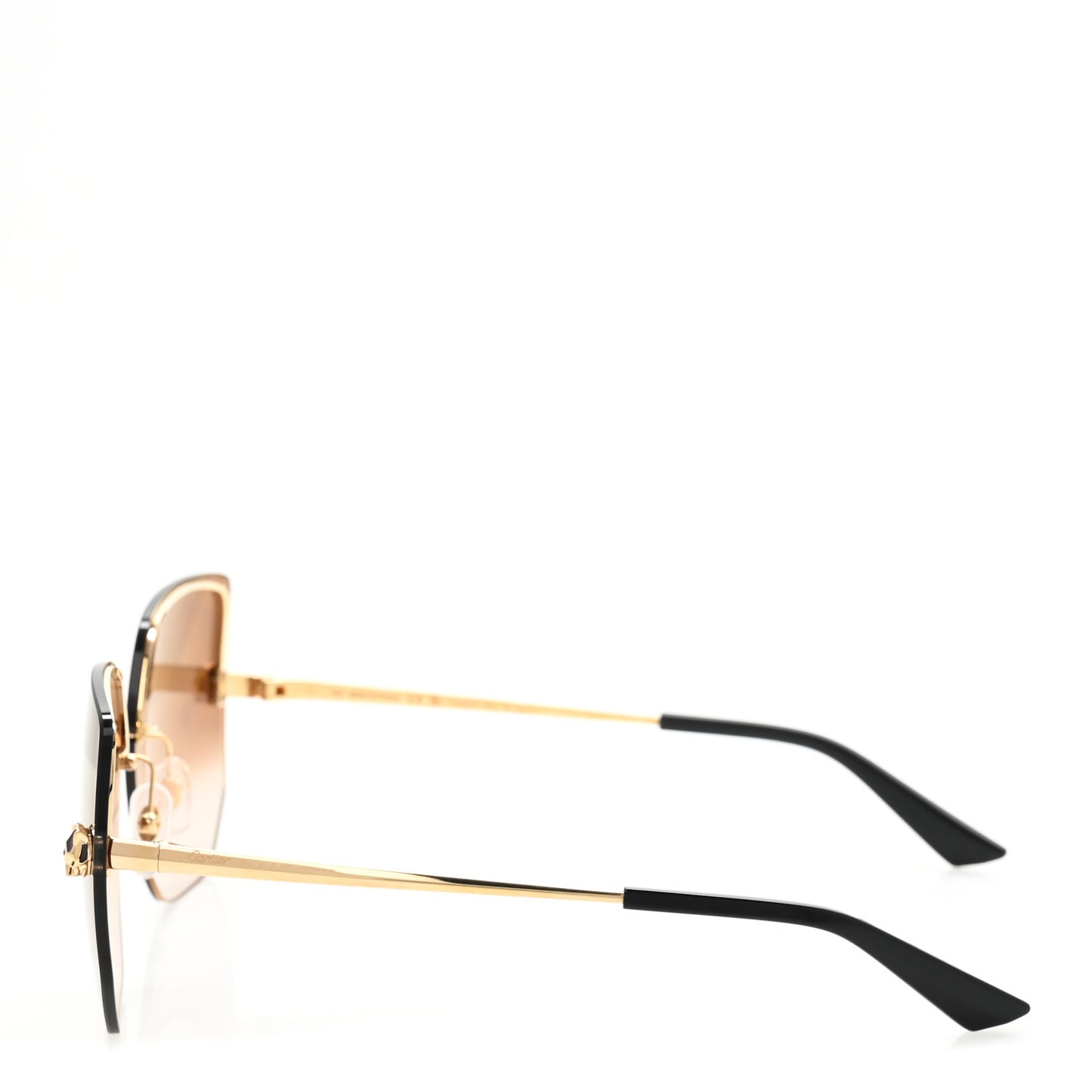 Panthere De Cartier Rimless Square Sunglasses Gold