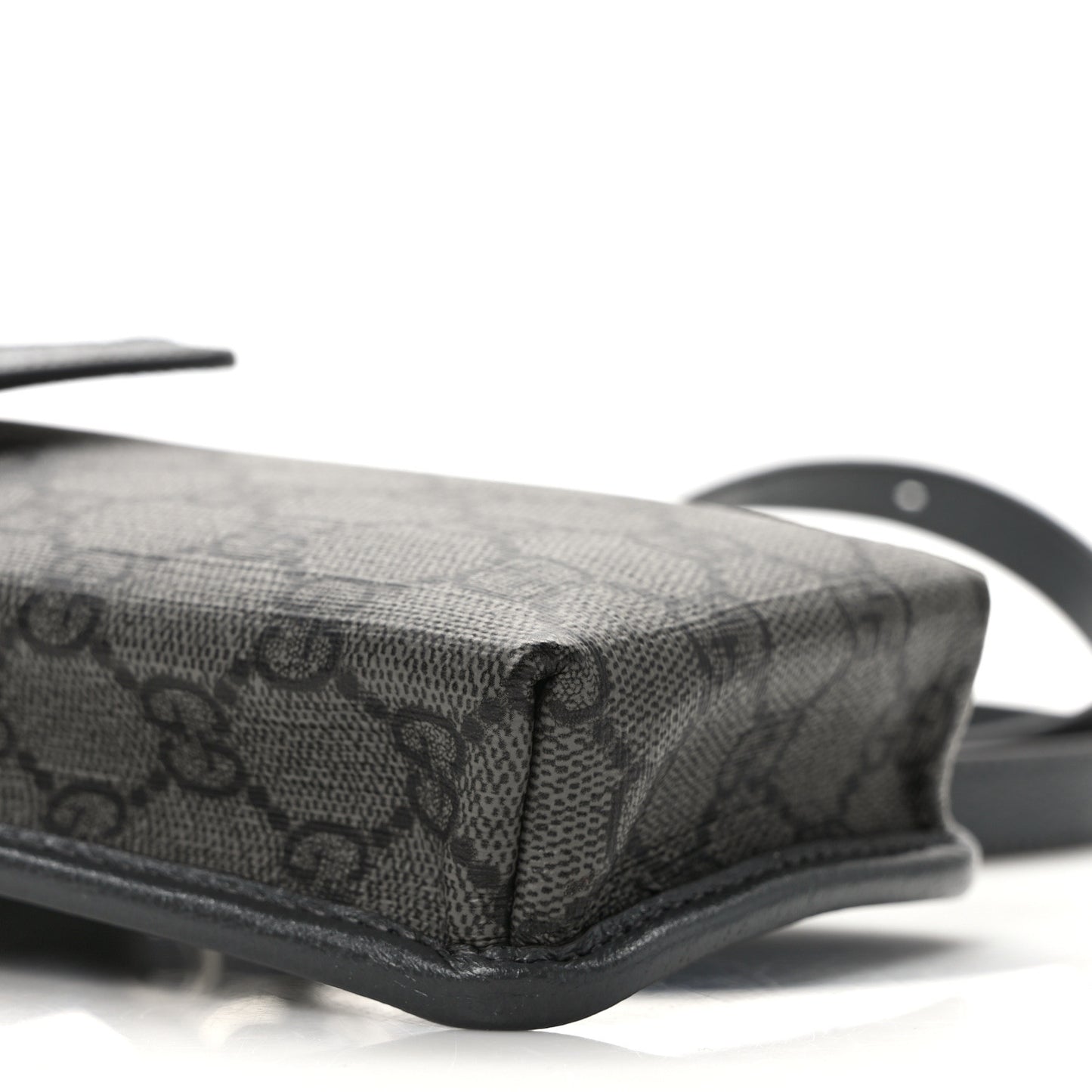 GG Supreme Monogram Textured Dollar Calfskin Phone Crossbody Bag Grey Black Graphite Grey