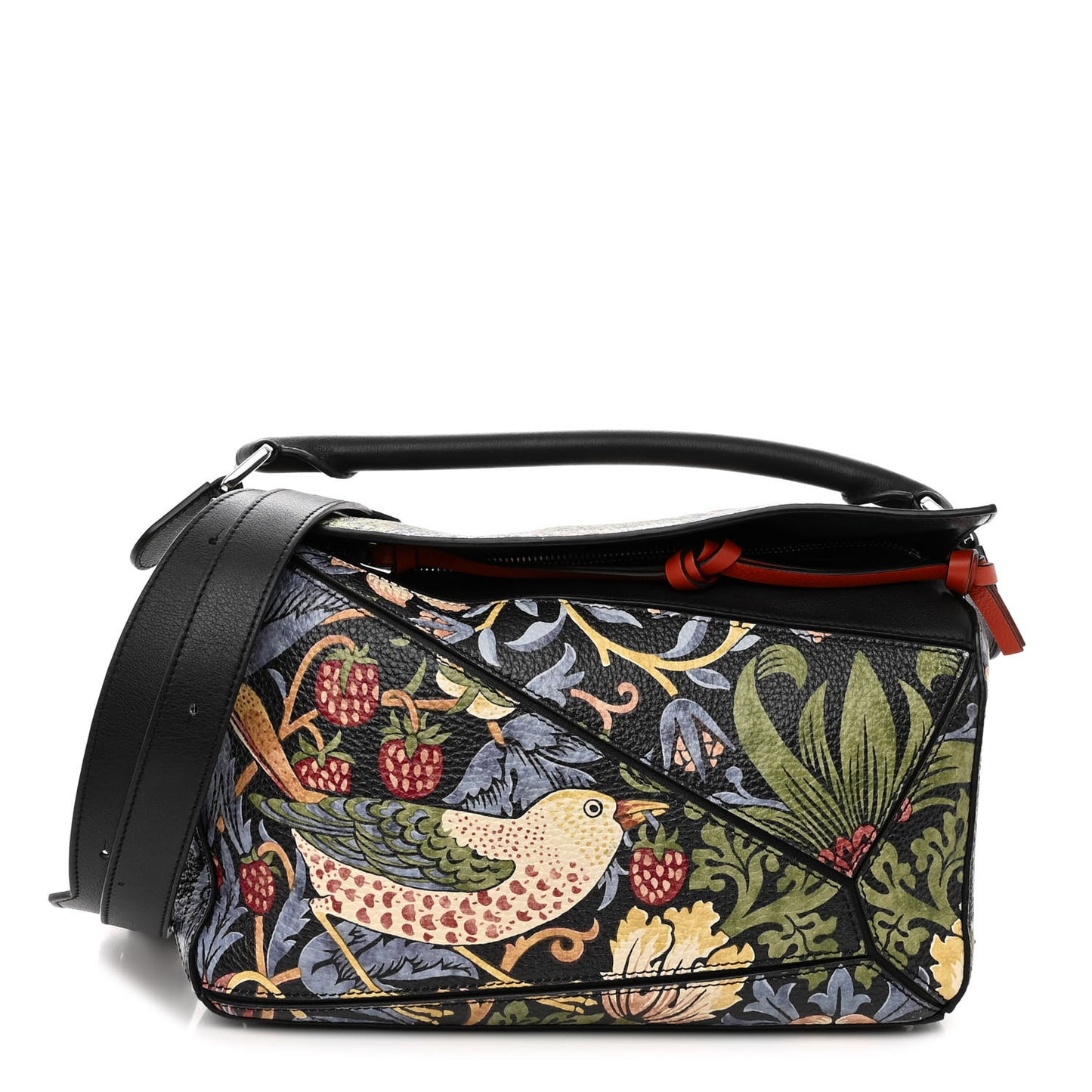 X WILLIAM MORRIS Calfskin Puzzle Bag Black Multicolor