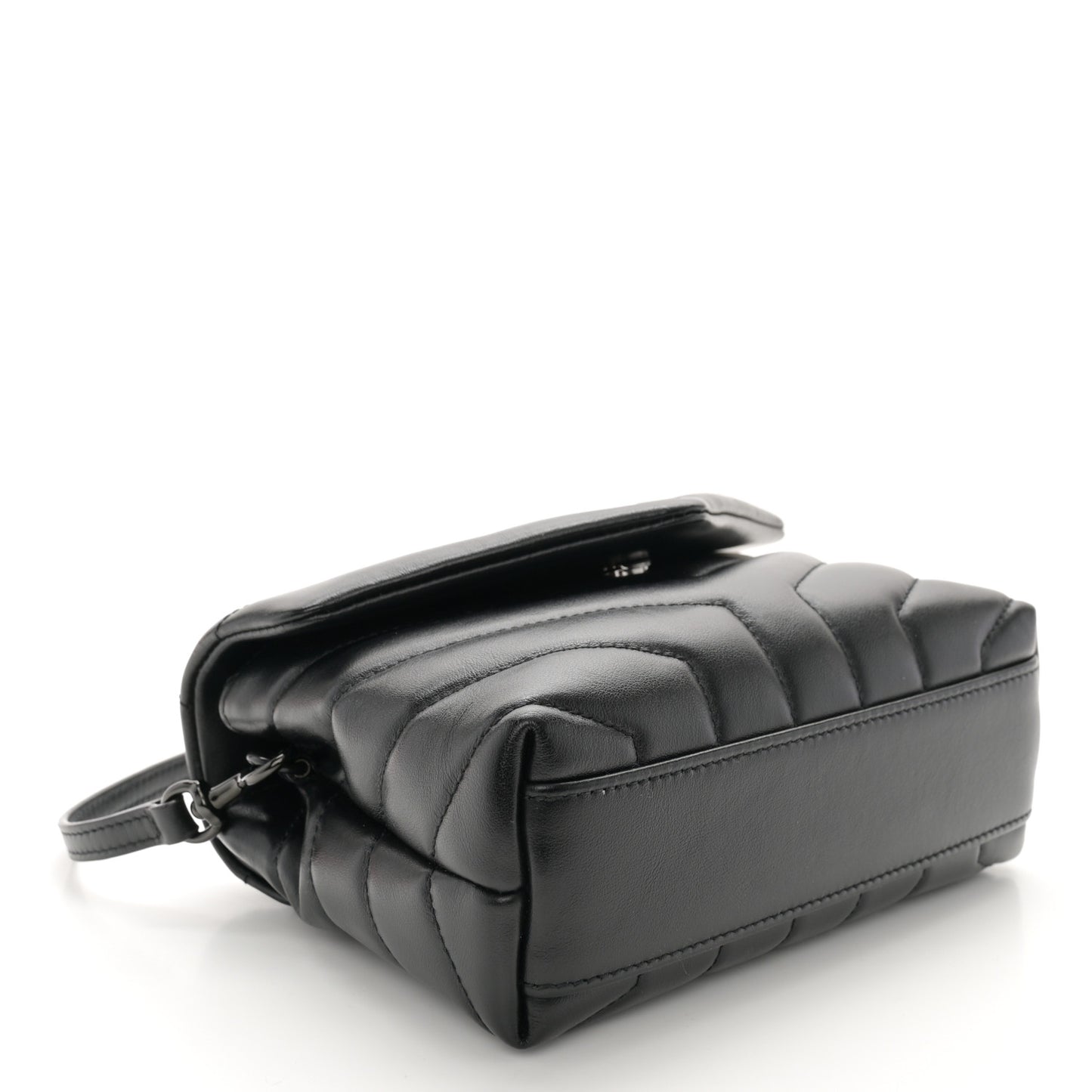Calfskin Y Quilted Monogram Monochrome Toy Loulou Crossbody Bag Black
