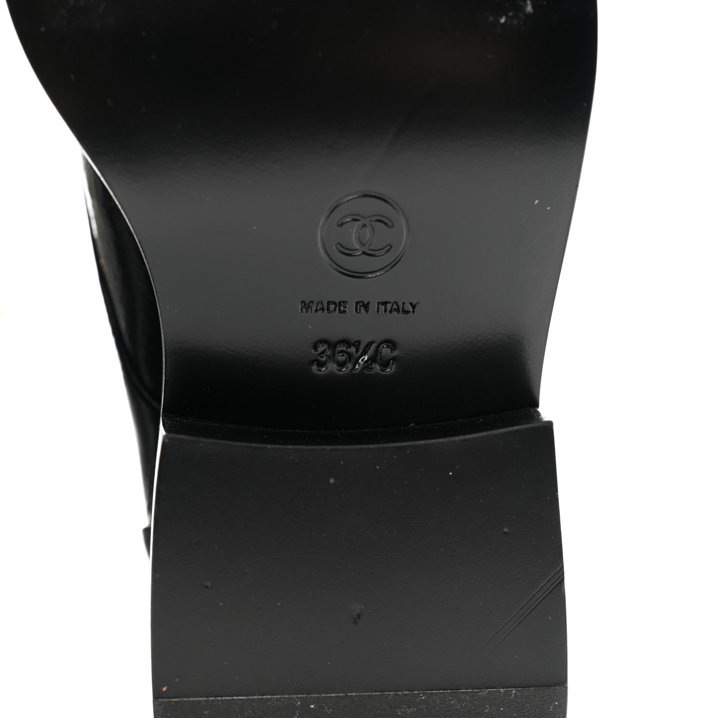 Shiny Goatskin Cap Toe Combat Boots 36.5 Black