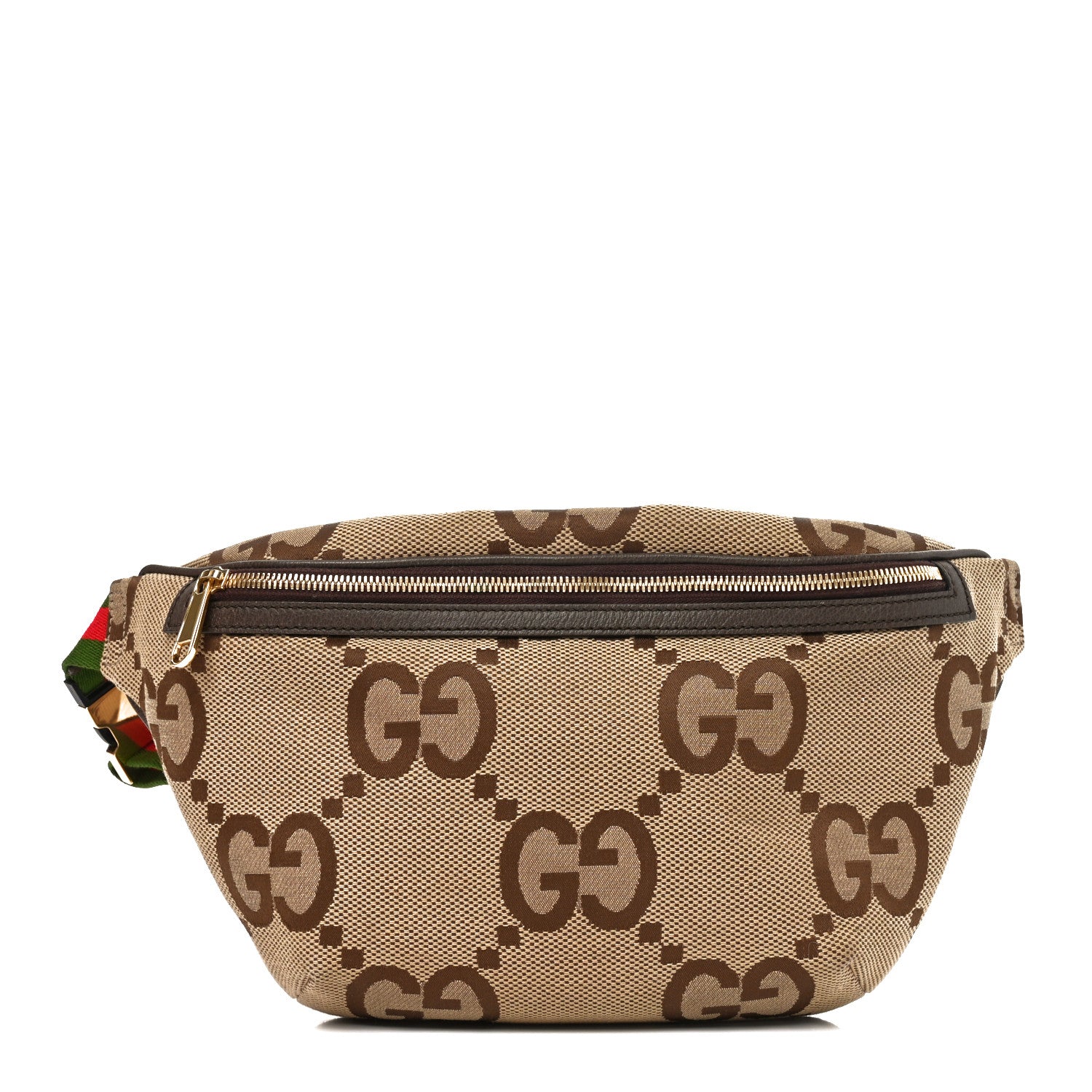 Gucci Monogram Jumbo GG Textured Dollar Calfskin Web Belt Bag