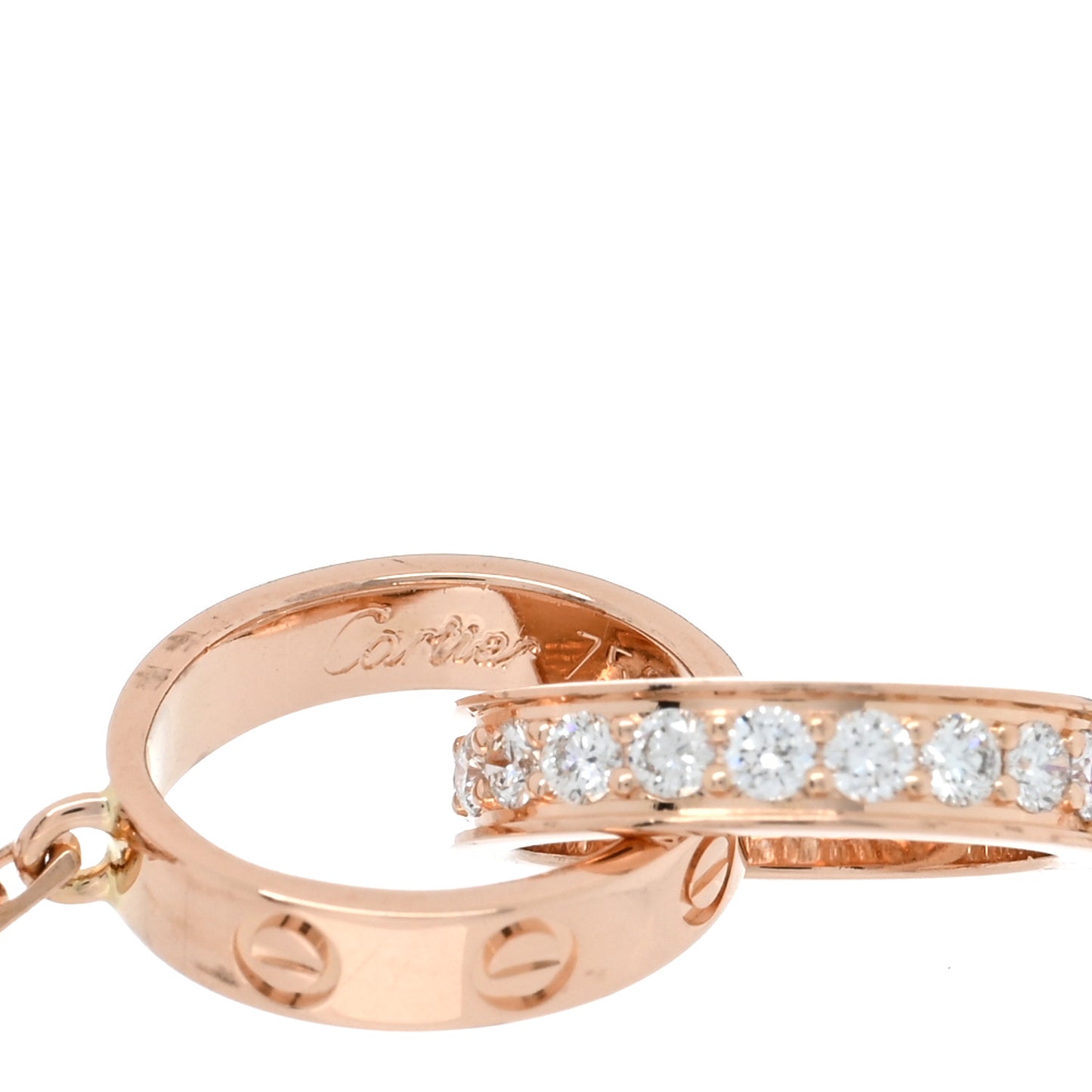 18K Pink Gold Diamond Interlocking LOVE Necklace