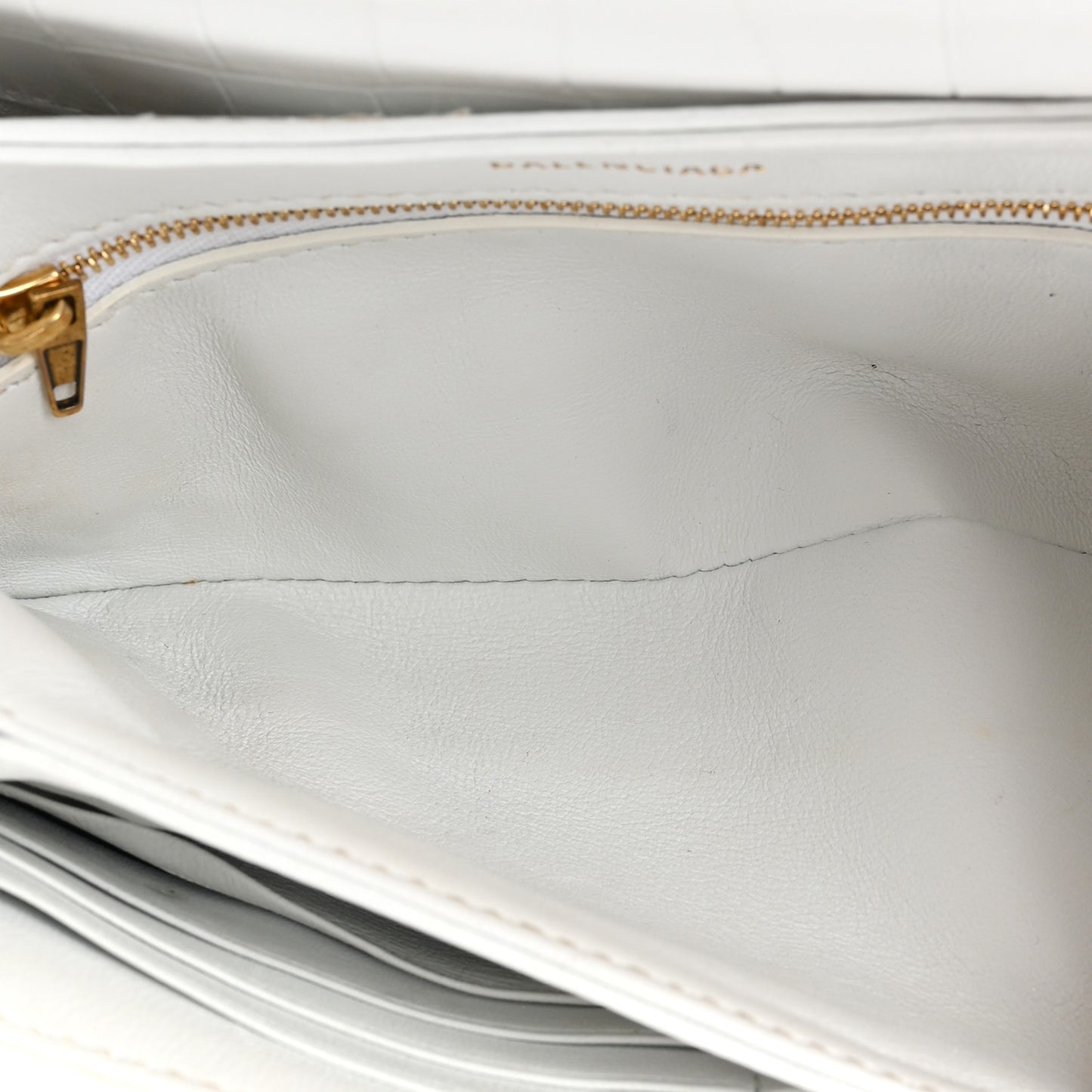 Shiny Extra Supple Calfskin Crocodile Embossed Small Triplet Bag Optic White