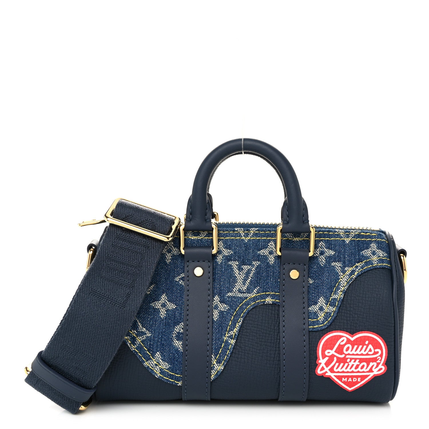 Louis Vuitton X NIGO Taurillon Monogram Denim Drip Keepall XS Blue