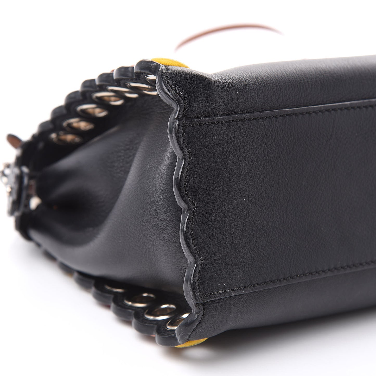 Nappa Scalloped Grommet Mini Peekaboo Iconic Satchel Black Multicolor