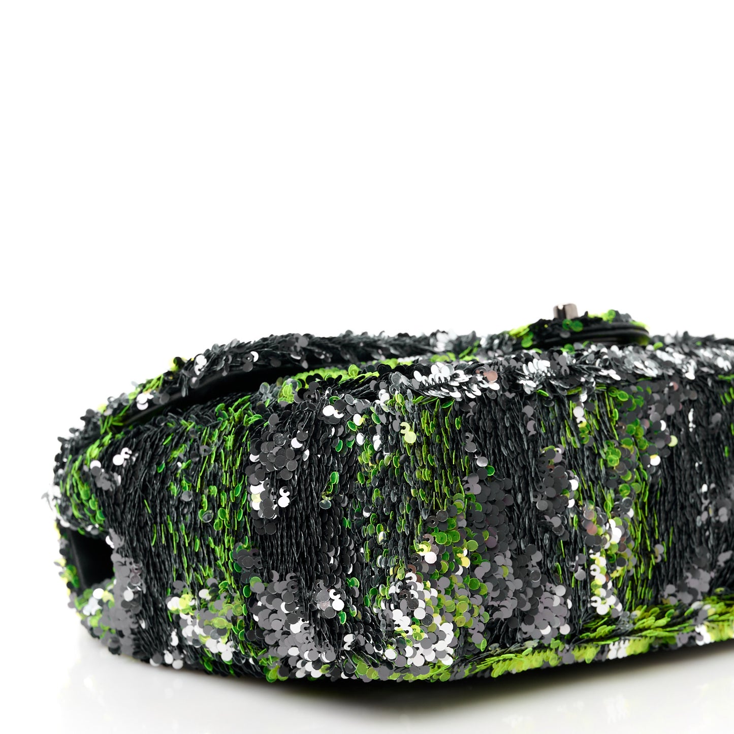 Sequin Logo Single Flap Green Silver Black