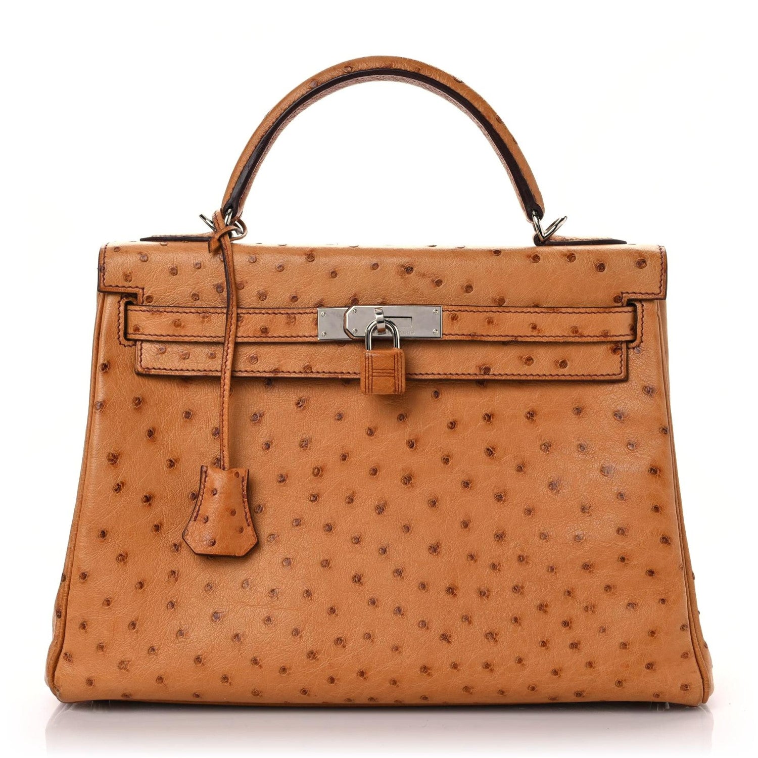 Hermes Ostrich Kelly Retourne 32 Gold 1 of 18