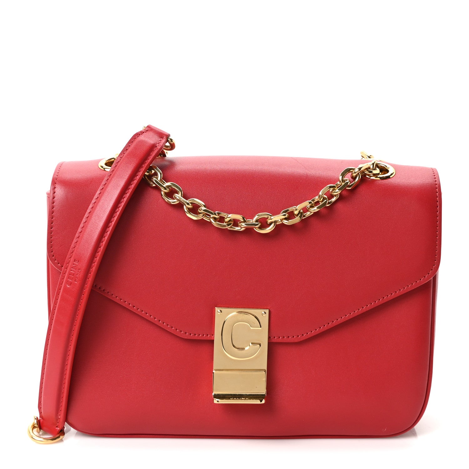 Celine Shiny Calfskin Medium C Bag Red 1889022 – FASHIONPHILE