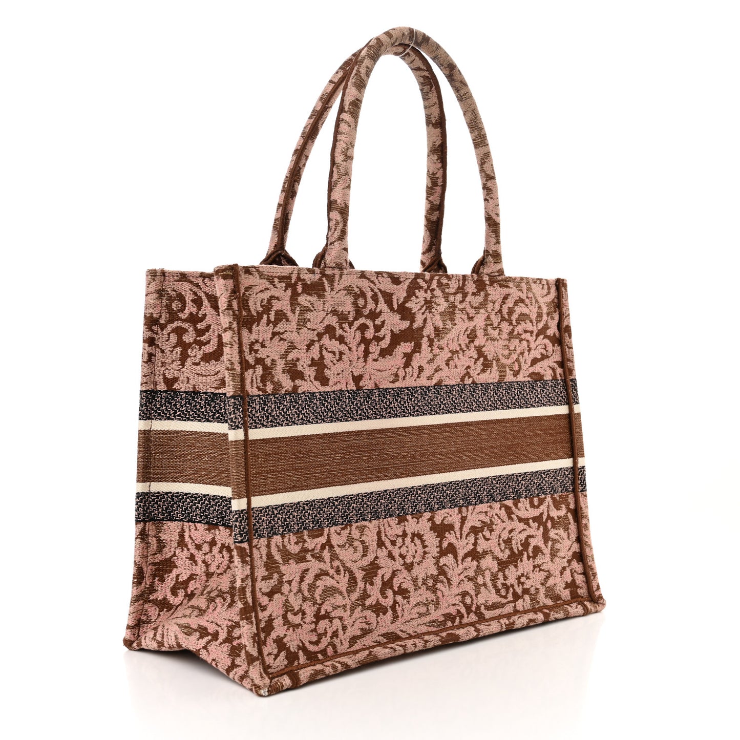 Canvas Embroidered Medium Brocart Book Tote Metallic Pink