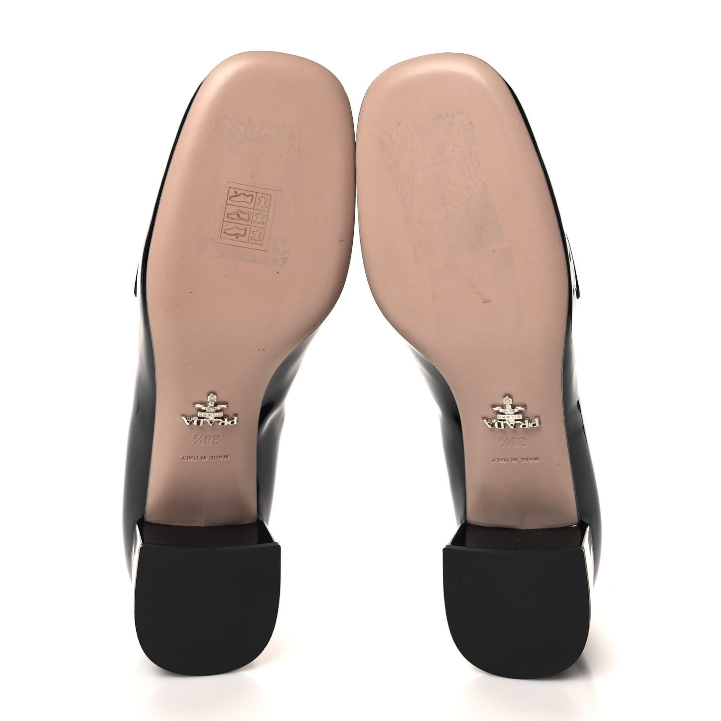 Patent Metal Triangle Logo 85mm Loafers 38.5 Black