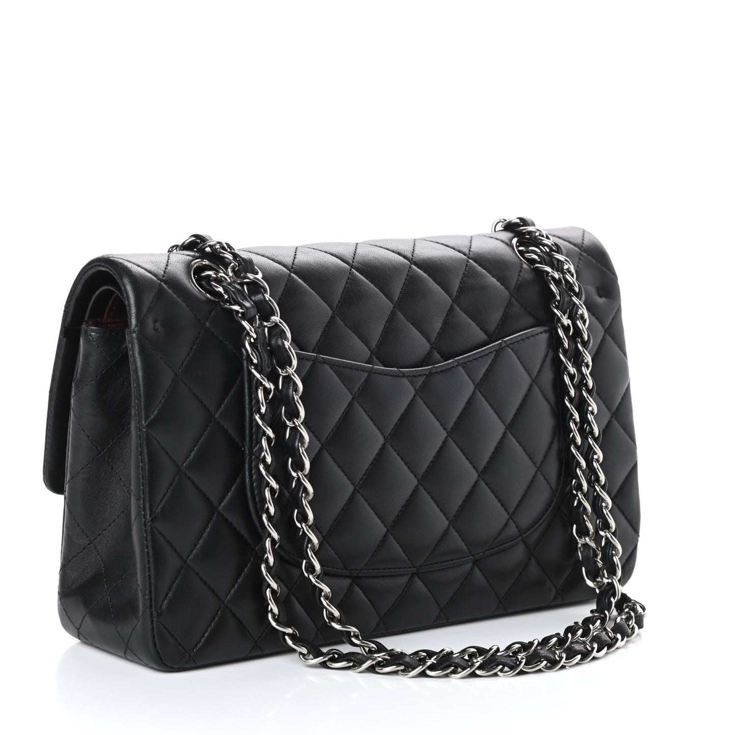 Lambskin Quilted Medium Double Flap Black