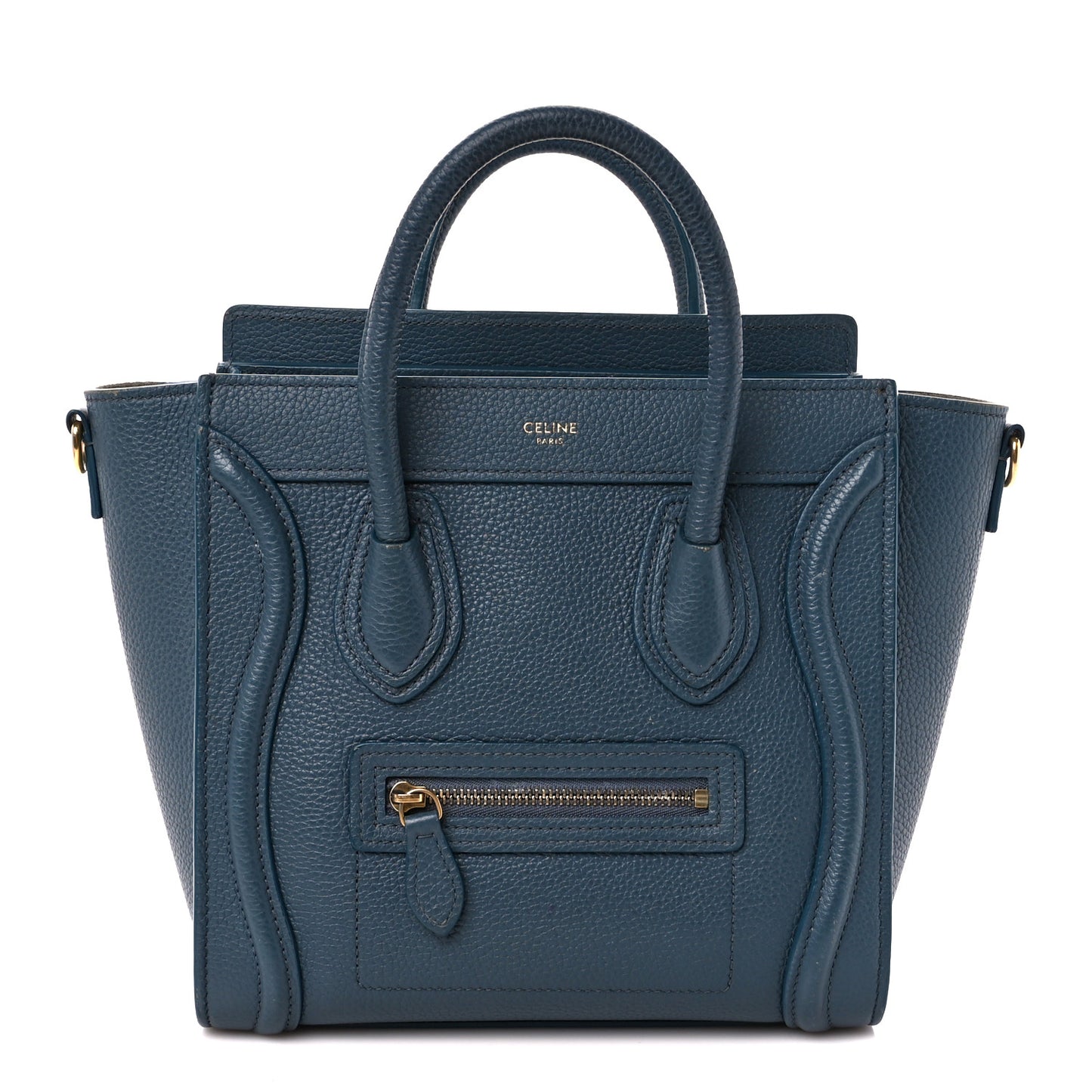 Drummed Calfskin Nano Luggage Petrol