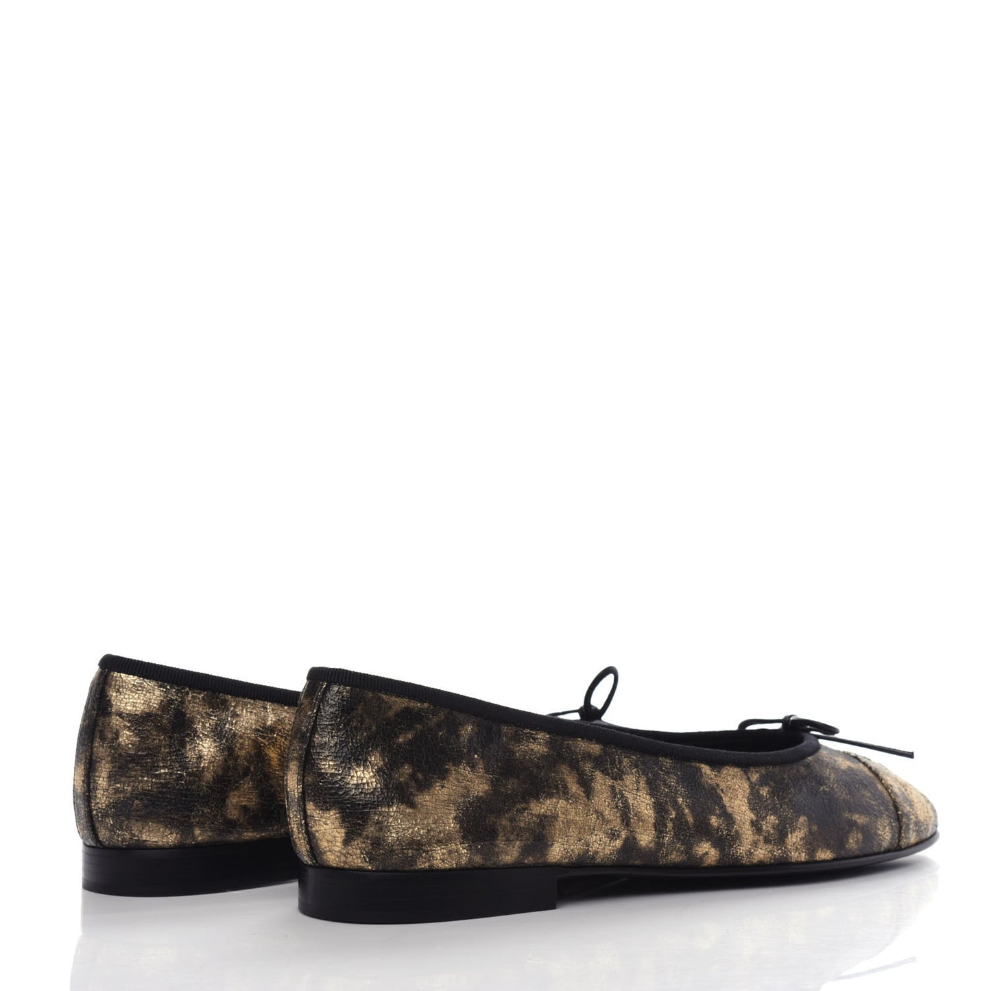 Laminated Goatskin Cap Toe CC Ballerina Flats 40 Gold