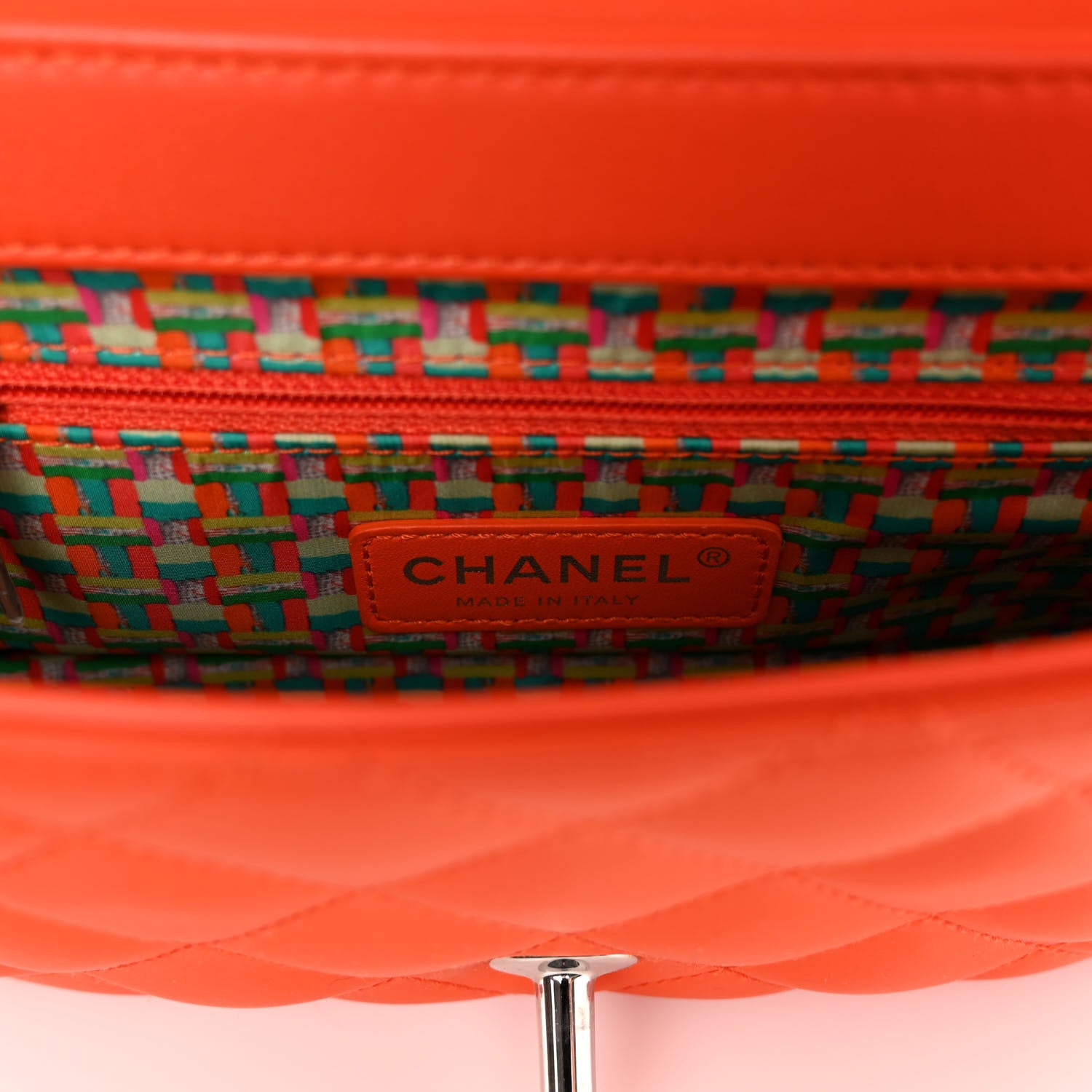Chanel Rubber Quilted Lambskin Mini Square Coco Rain Flap Orange 6 of 10